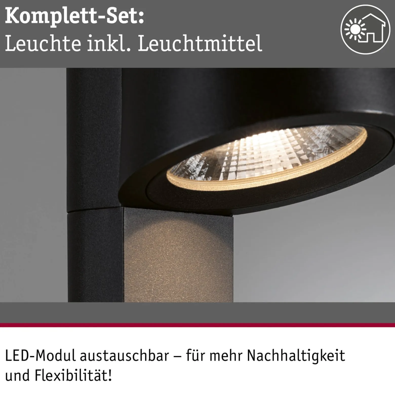 Paulmann Caissa Sensor-Wegeleuchte anthrazit 3000K