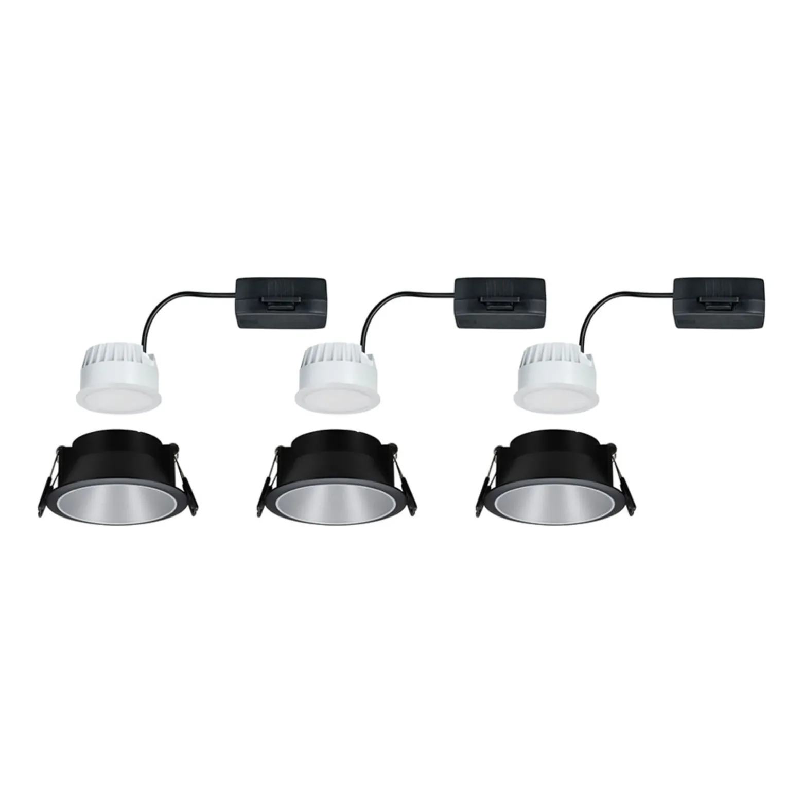 Paulmann Cole LED-Spotlight silber-schwarz 3er-Set