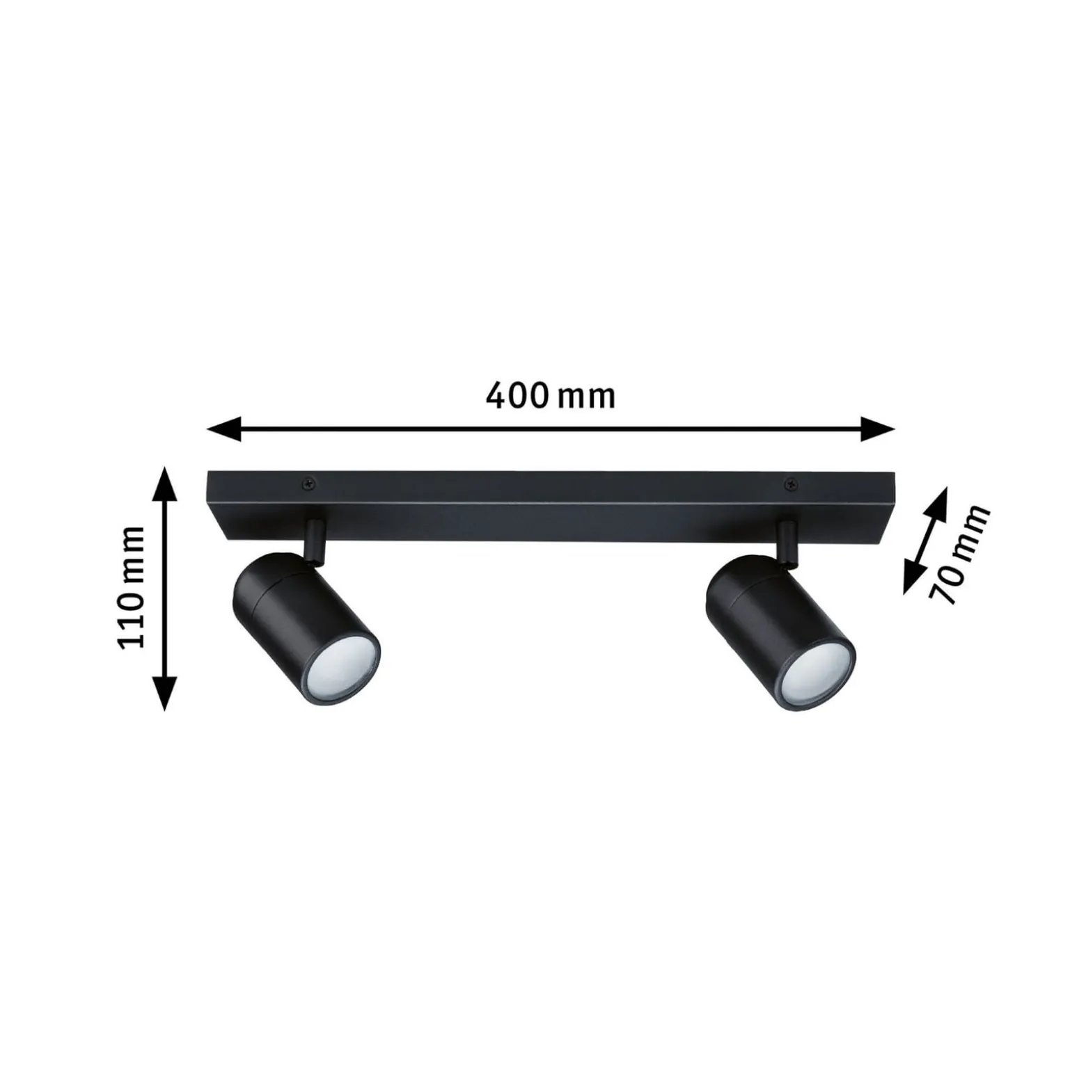 Paulmann Deckenstrahler Zyli schwarz Länge 40 cm 2-flg. IP44