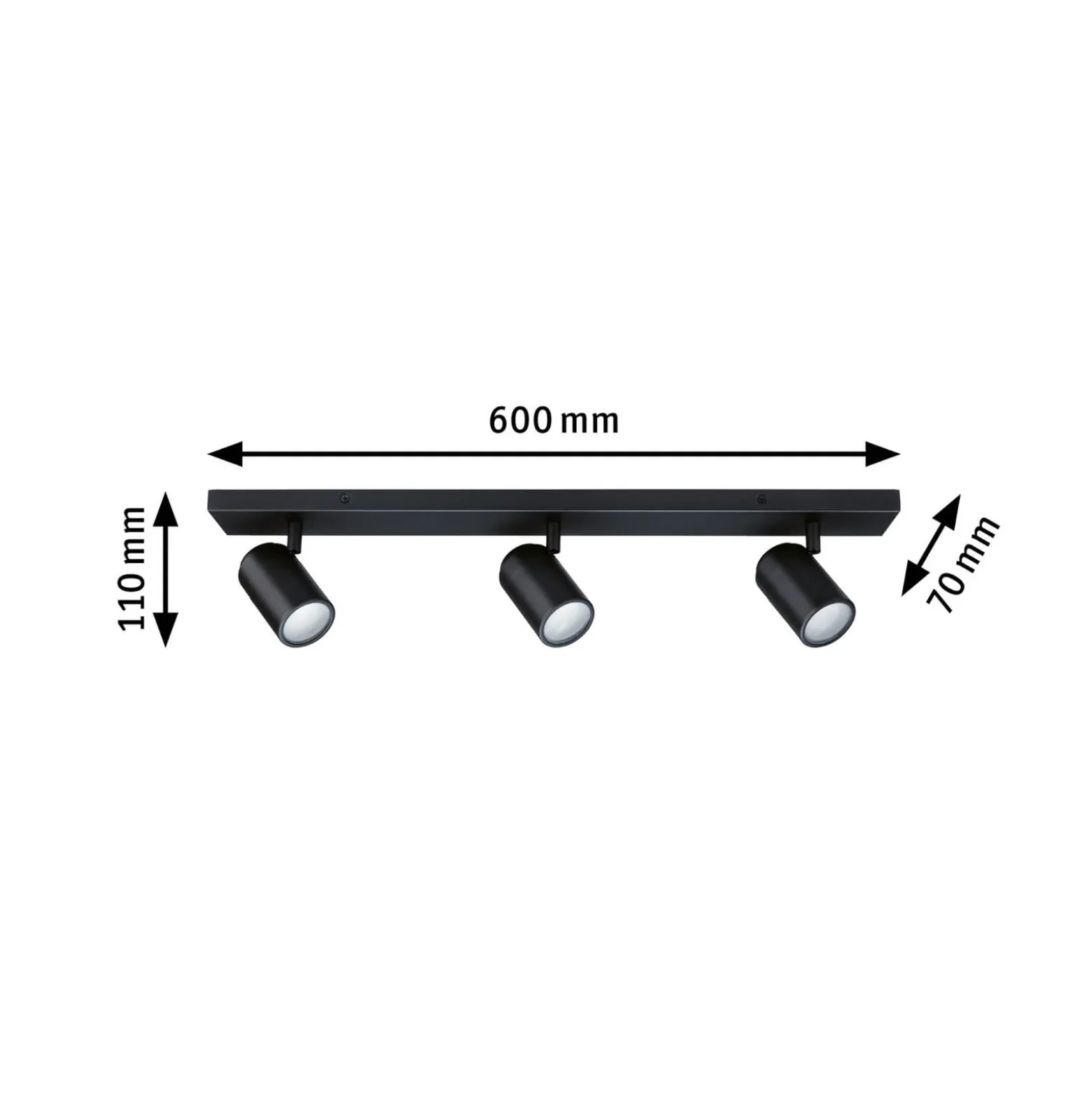 Paulmann Deckenstrahler Zyli schwarz Länge 60 cm 2-flg. IP44