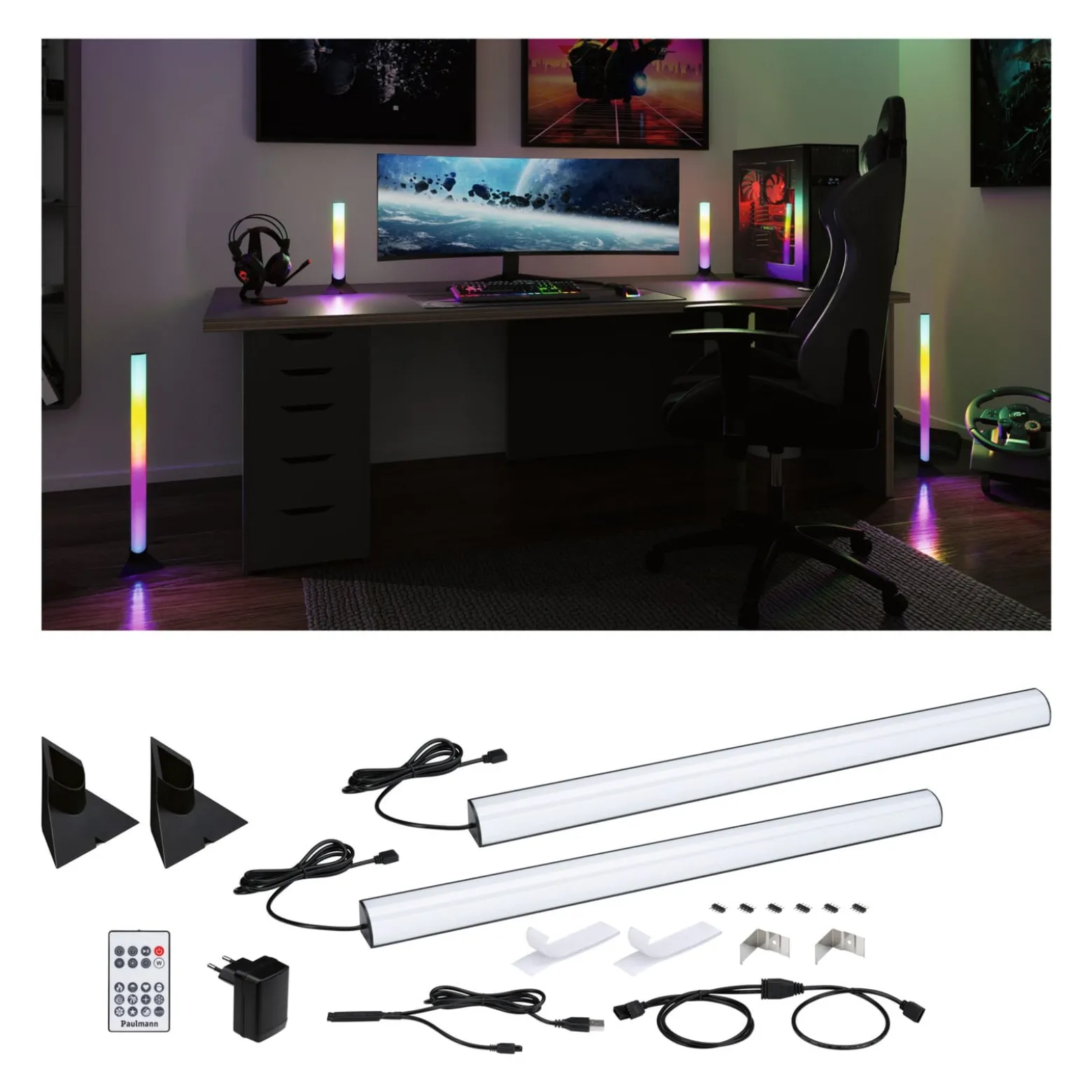 Paulmann 2er-Set EntertainLED Lightbar Dynamic RGB 60cm Fuß