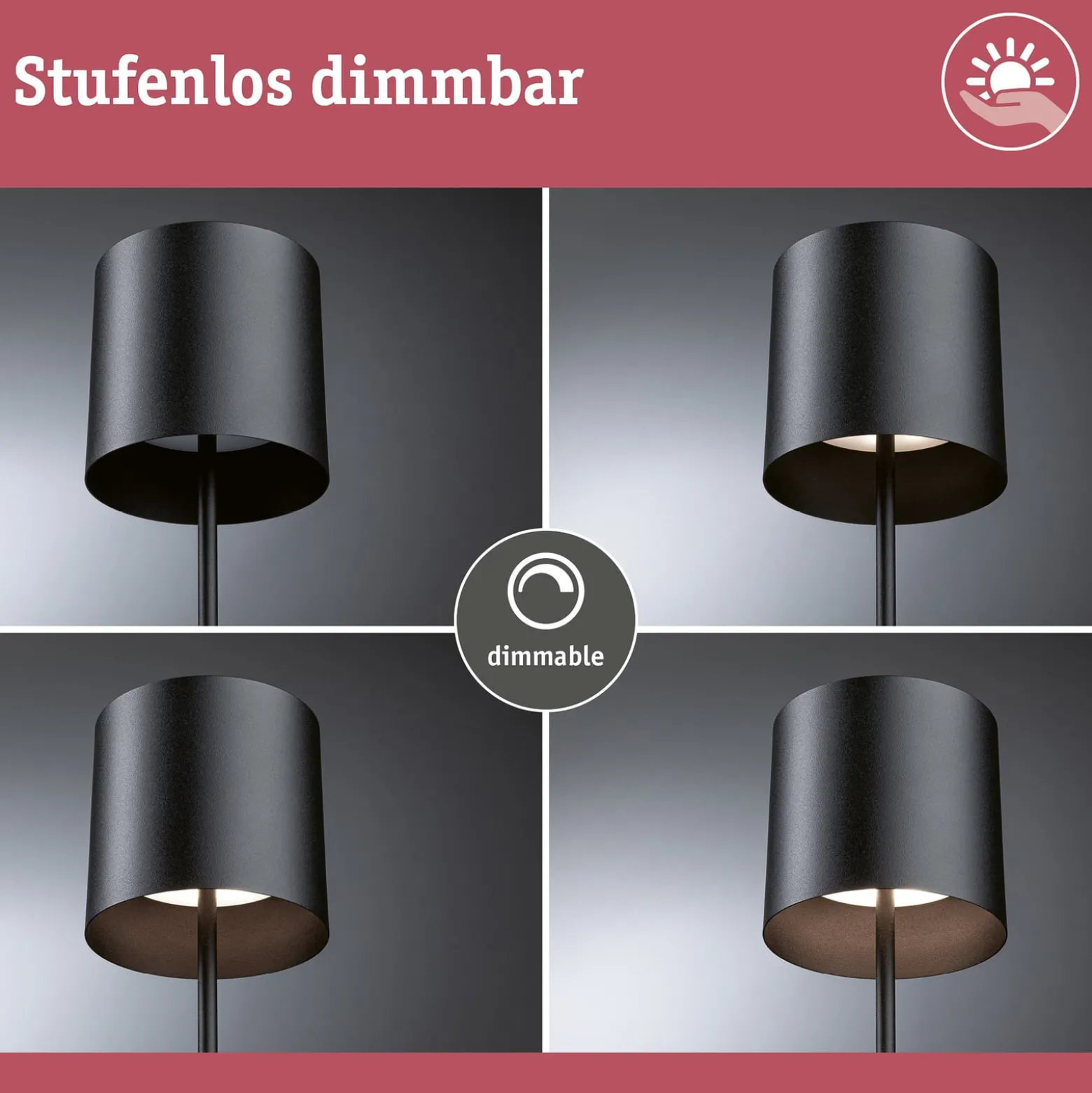 Paulmann LED-Akku-Tischlampe Tuni, schwarz, Kunststoff, IP44