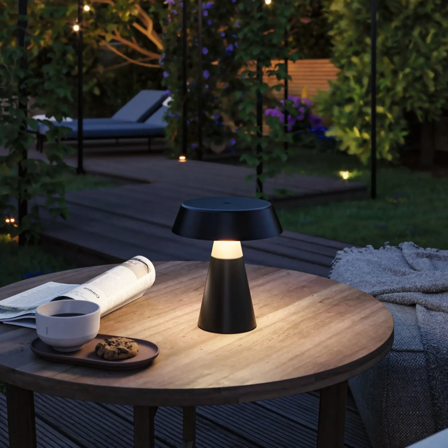 Paulmann LED-Akku-Tischlampe Lirox, schwarz/beige 20 cm IP44