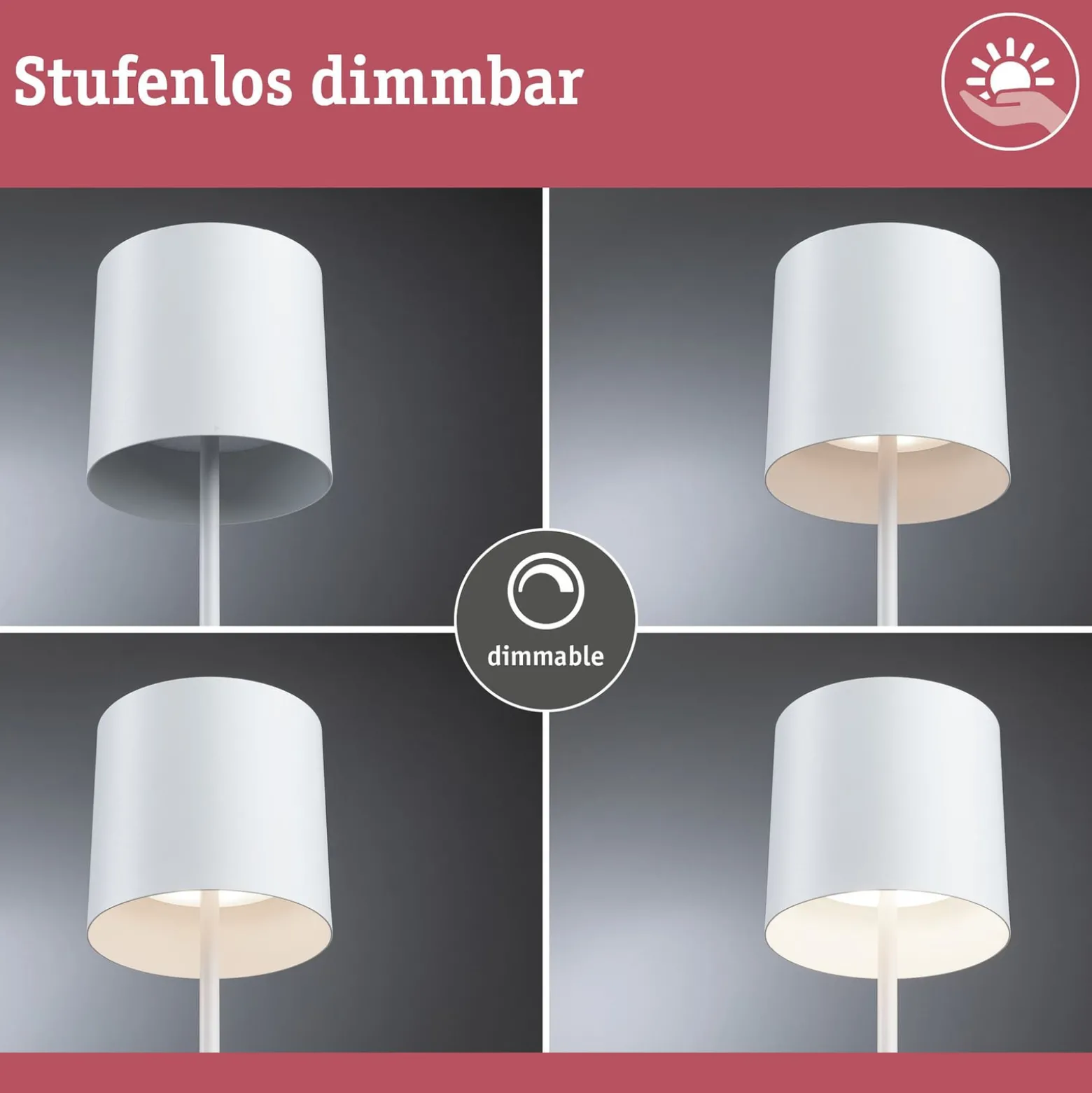Paulmann LED-Akku-Tischleuchte Tuni, weiß, Kunststoff, IP44