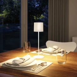 Paulmann LED-Akku-Tischleuchte Tuni, weiß, Kunststoff, IP44