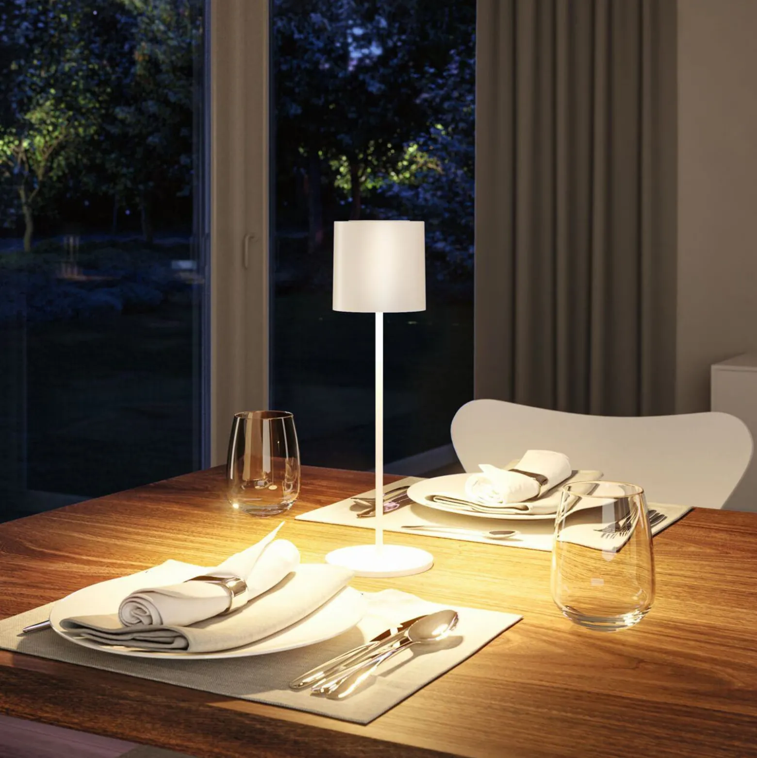 Paulmann LED-Akku-Tischleuchte Tuni, weiß, Kunststoff, IP44