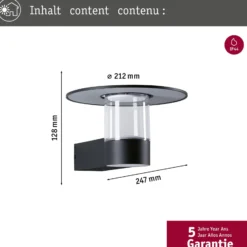 Paulmann LED-Außenwandleuchte Sienna, Aluminium, Sensor