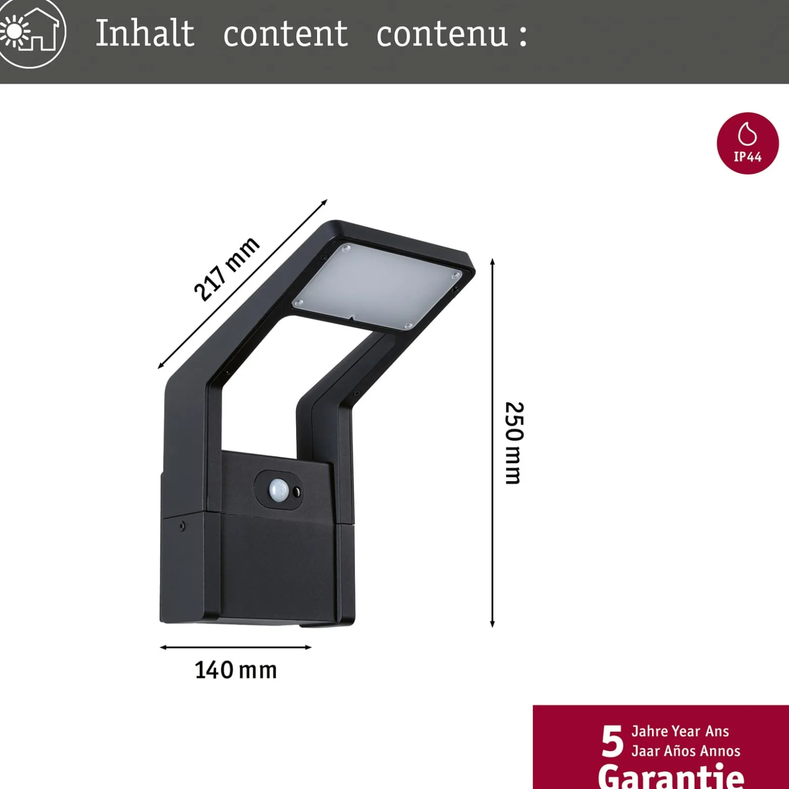 Paulmann LED-Außenwandleuchte Juntea, Alu, anthrazit, Sensor