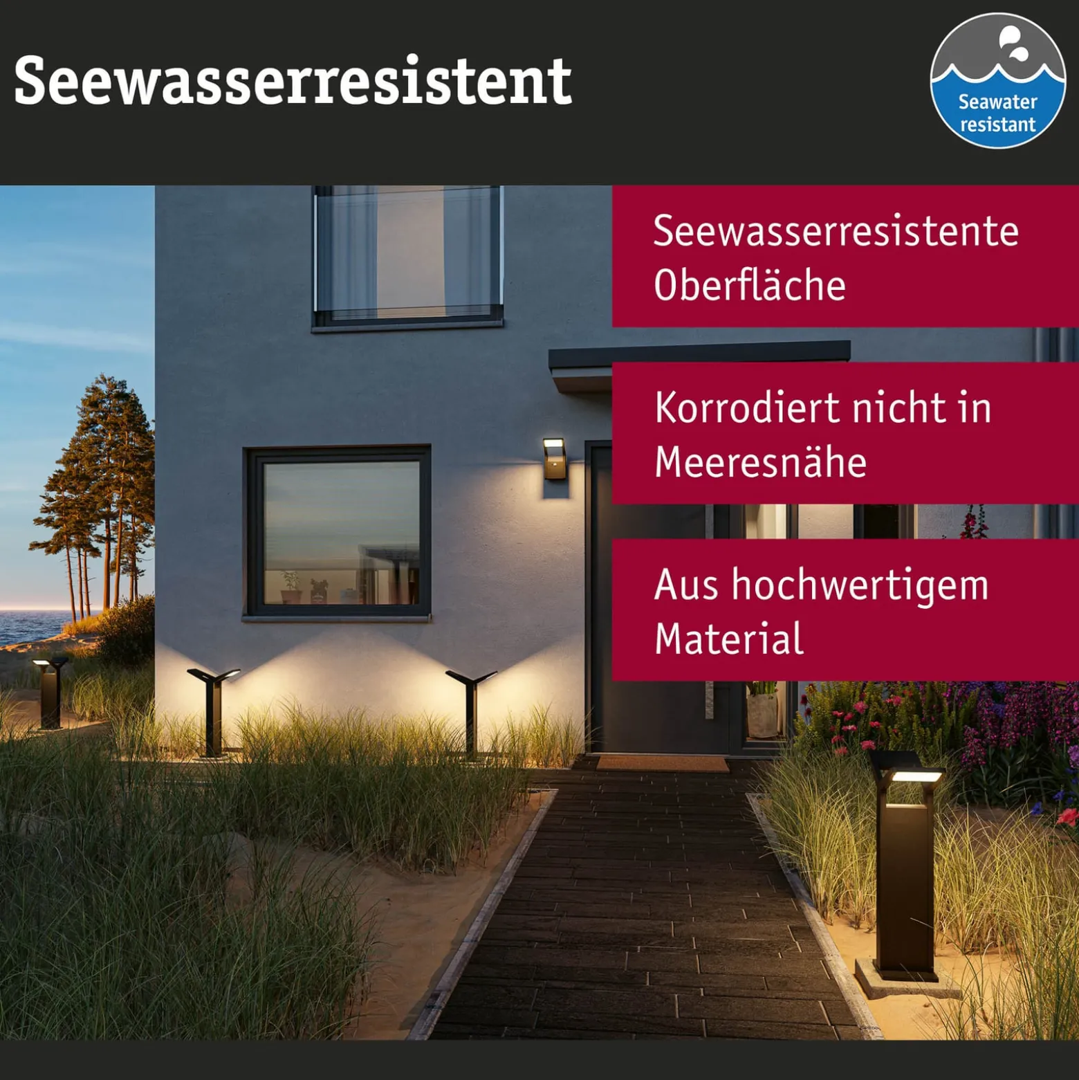 Paulmann LED-Außenwandleuchte Juntea, Alu, anthrazit, Sensor