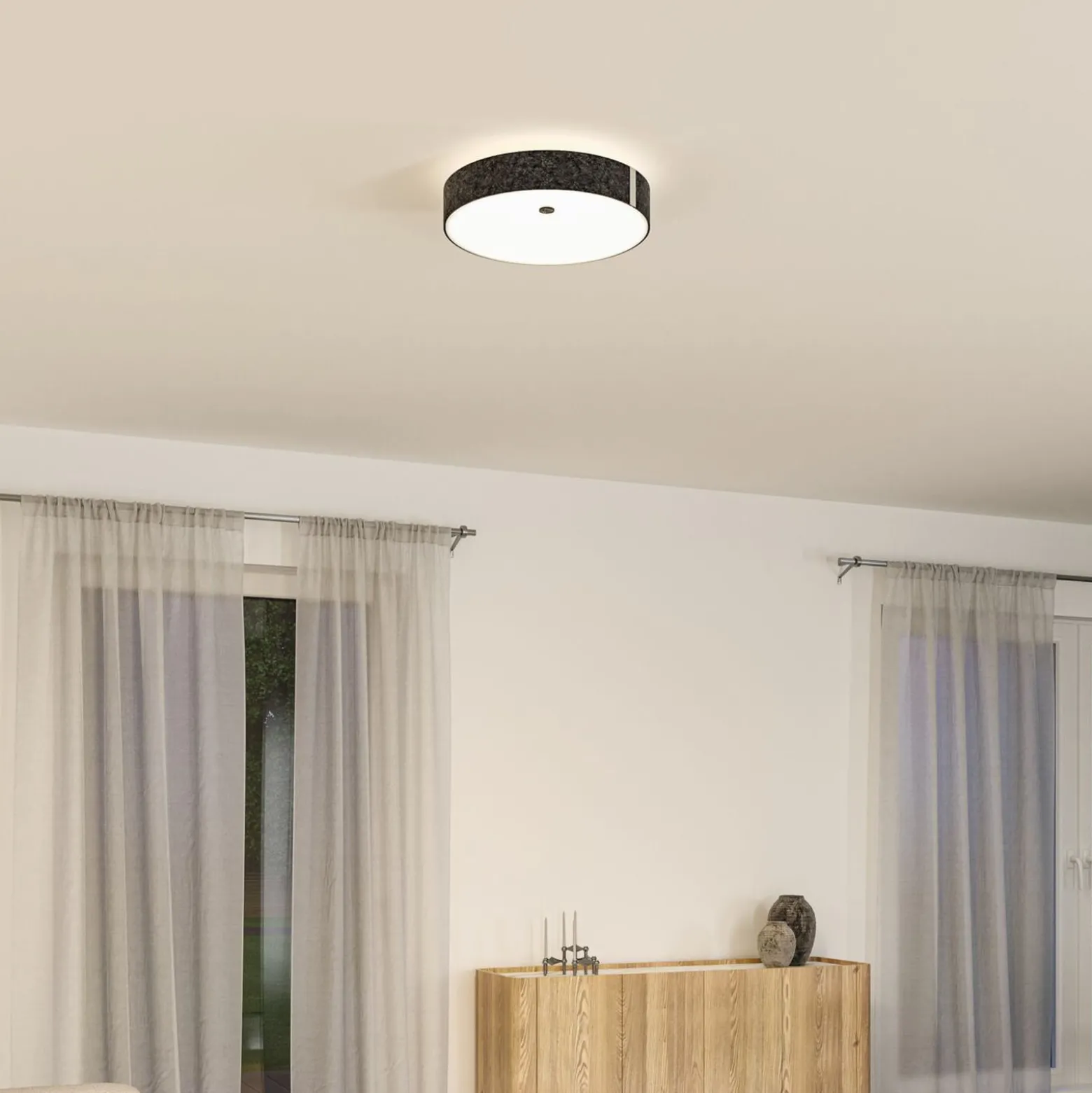 Paulmann LED-Deckenlampe Malika, anthrazit, Filz, 3-step-dim