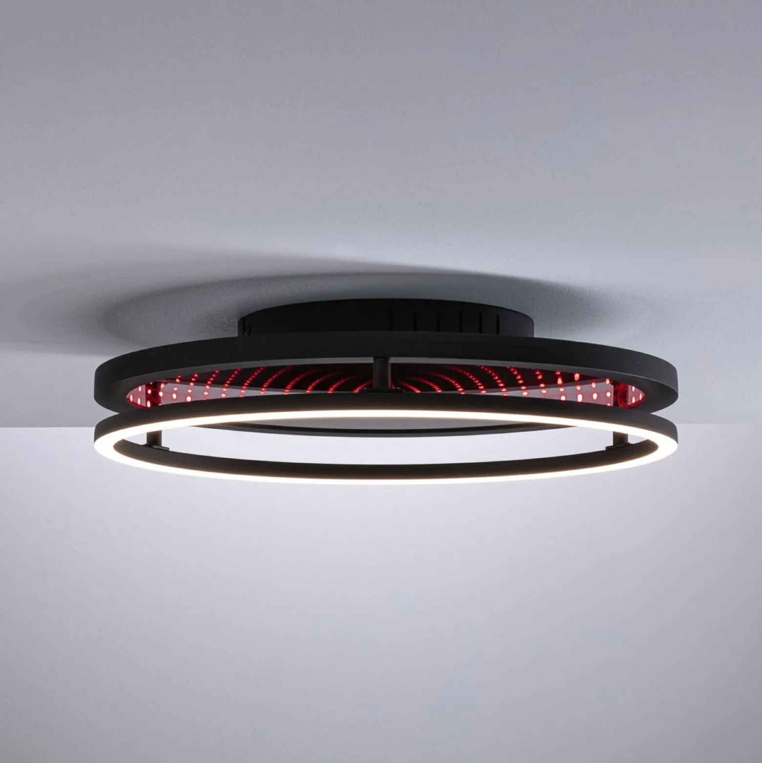 Paulmann LED-Deckenlampe Spaceglow One, schwarz, Ø39cm RGBW