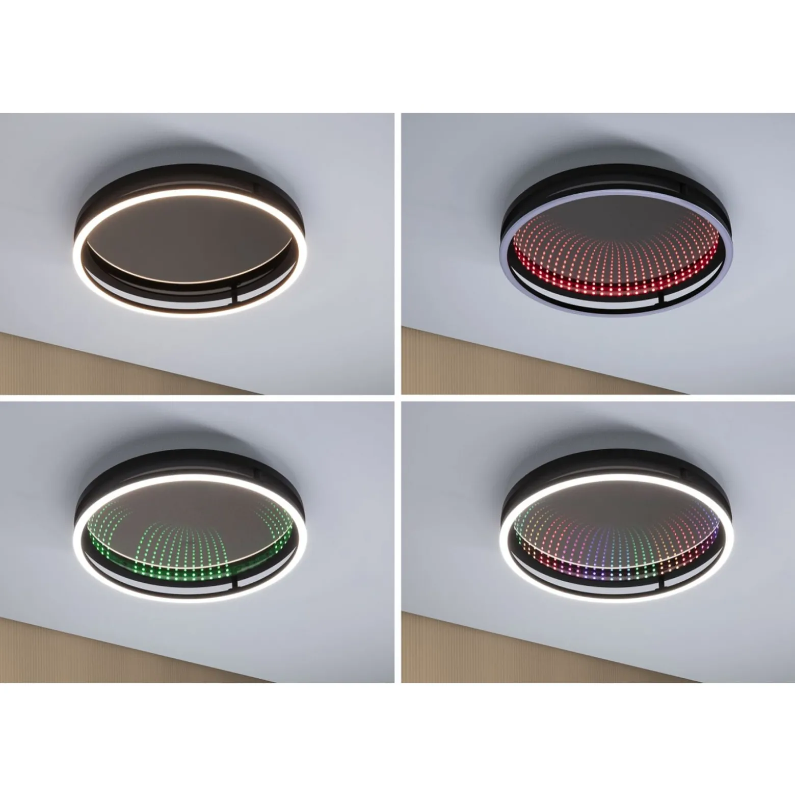 Paulmann LED-Deckenlampe Spaceglow One, schwarz, Ø39cm RGBW