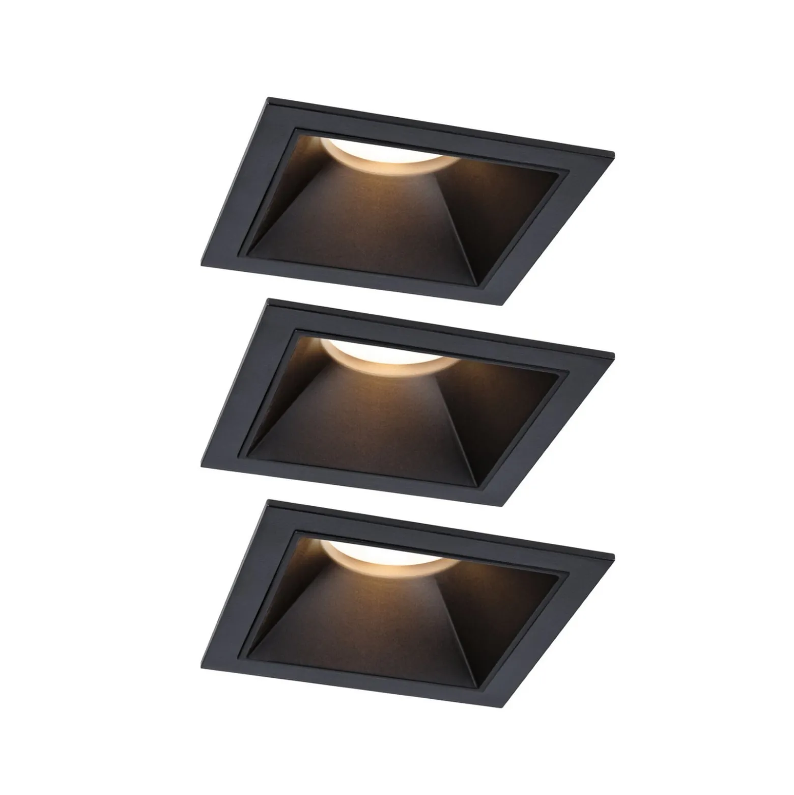 Paulmann LED-Einbauspot Cole Coin schwarz eckig IP44 dim 3er
