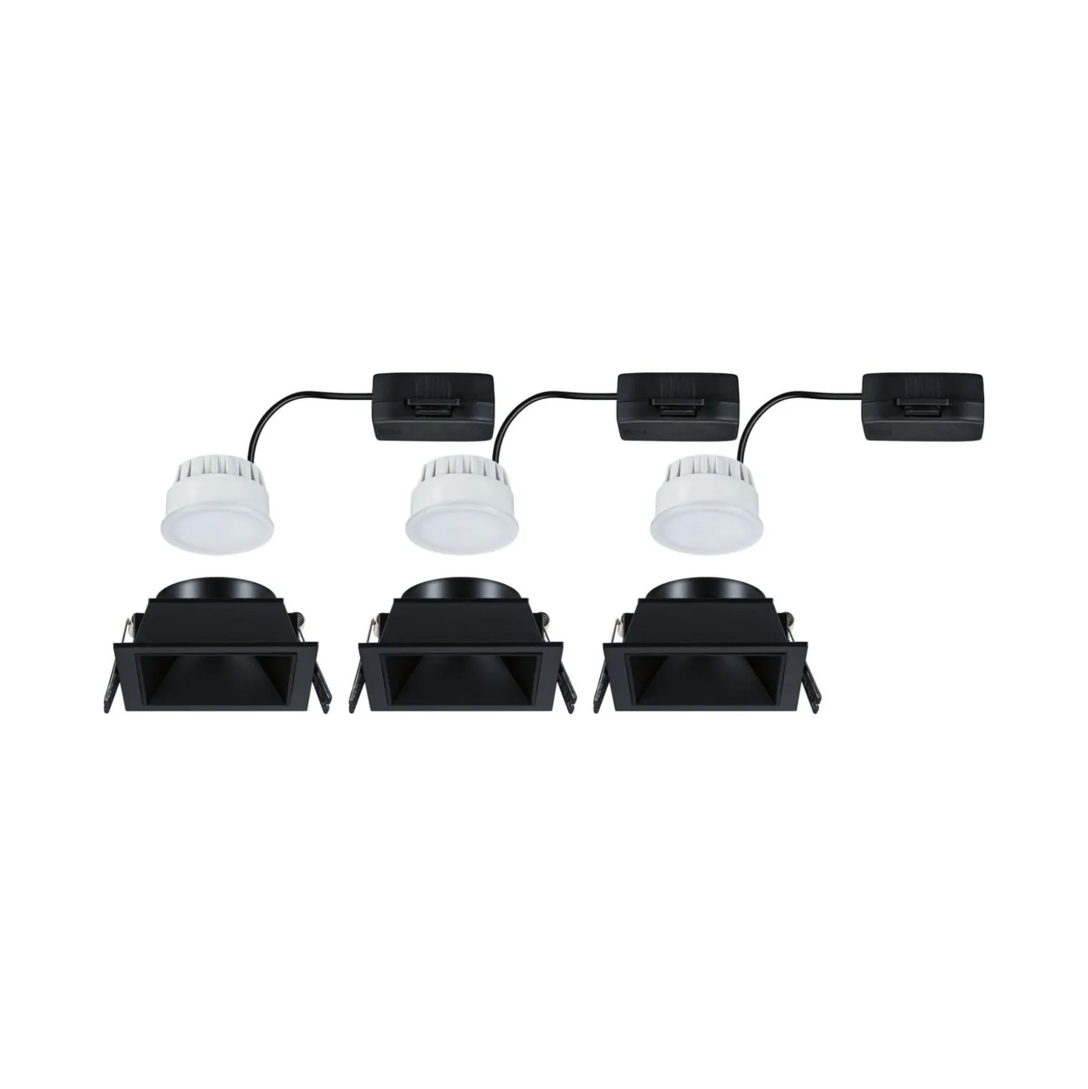 Paulmann LED-Einbauspot Cole Coin schwarz eckig IP44 dim 3er