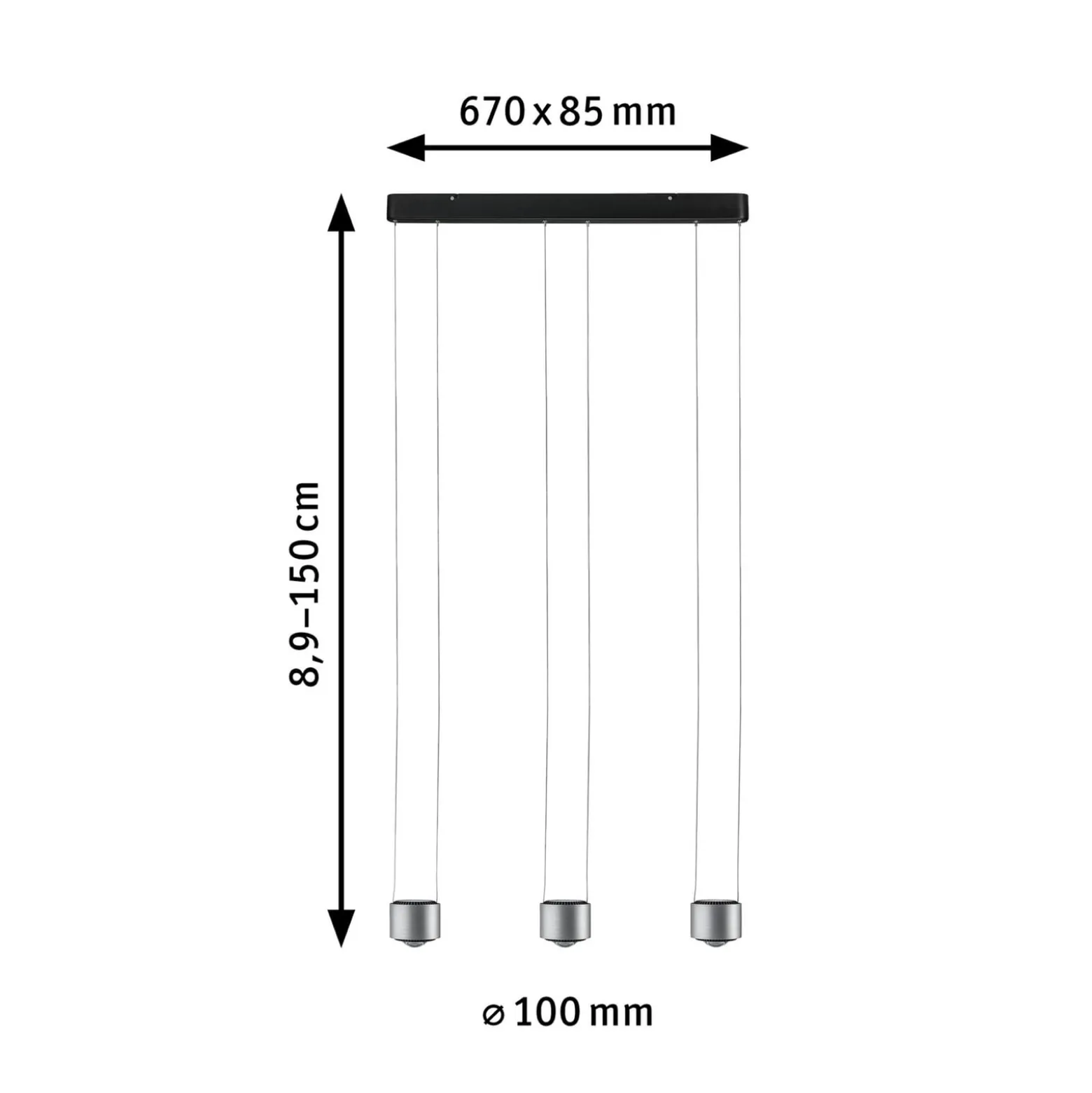 Paulmann LED-Hängelampe Aldan, aluminium, dimmbar, 3-flg.