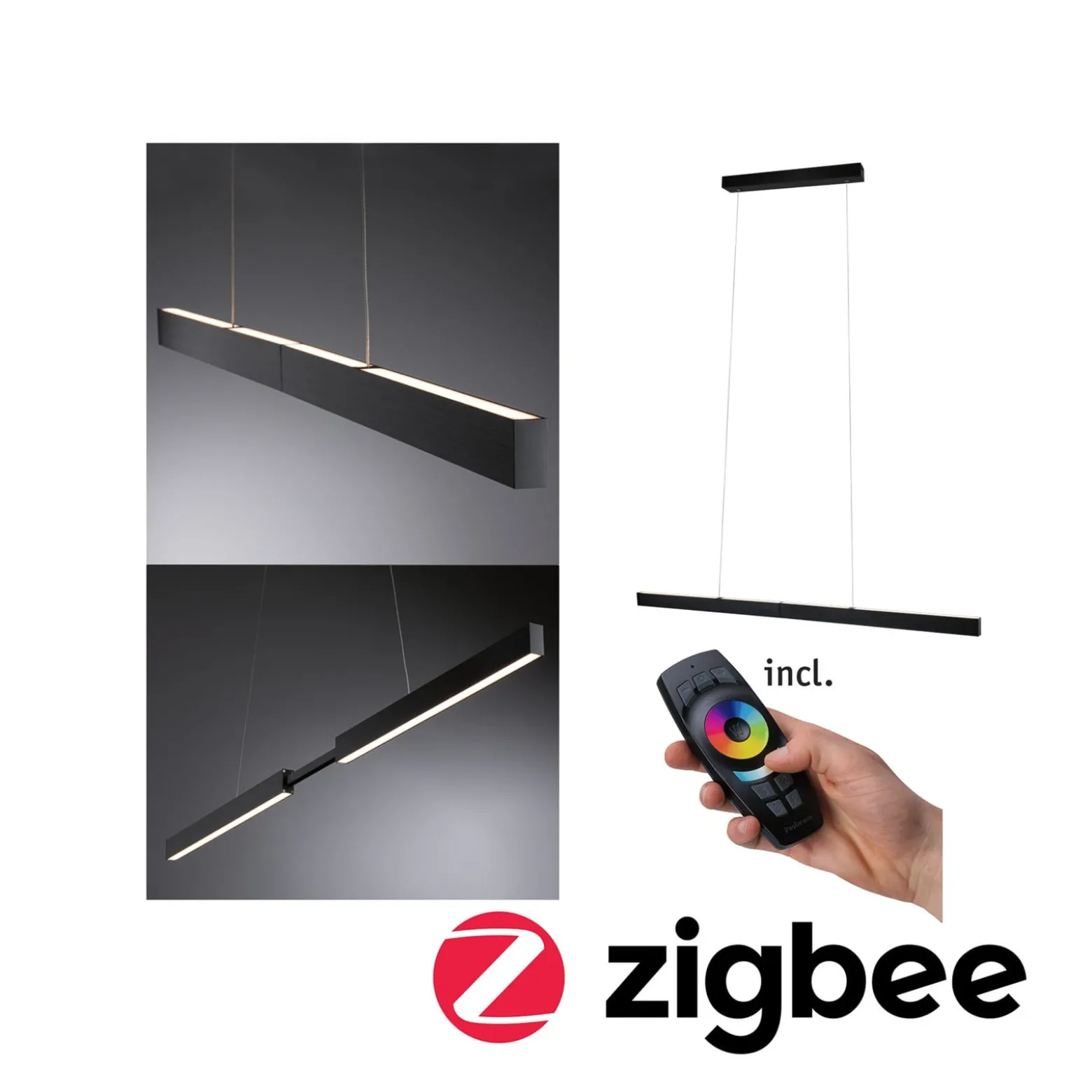 Paulmann LED-Hängelampe Aptare, schwarz, 2700K, smart, dim.