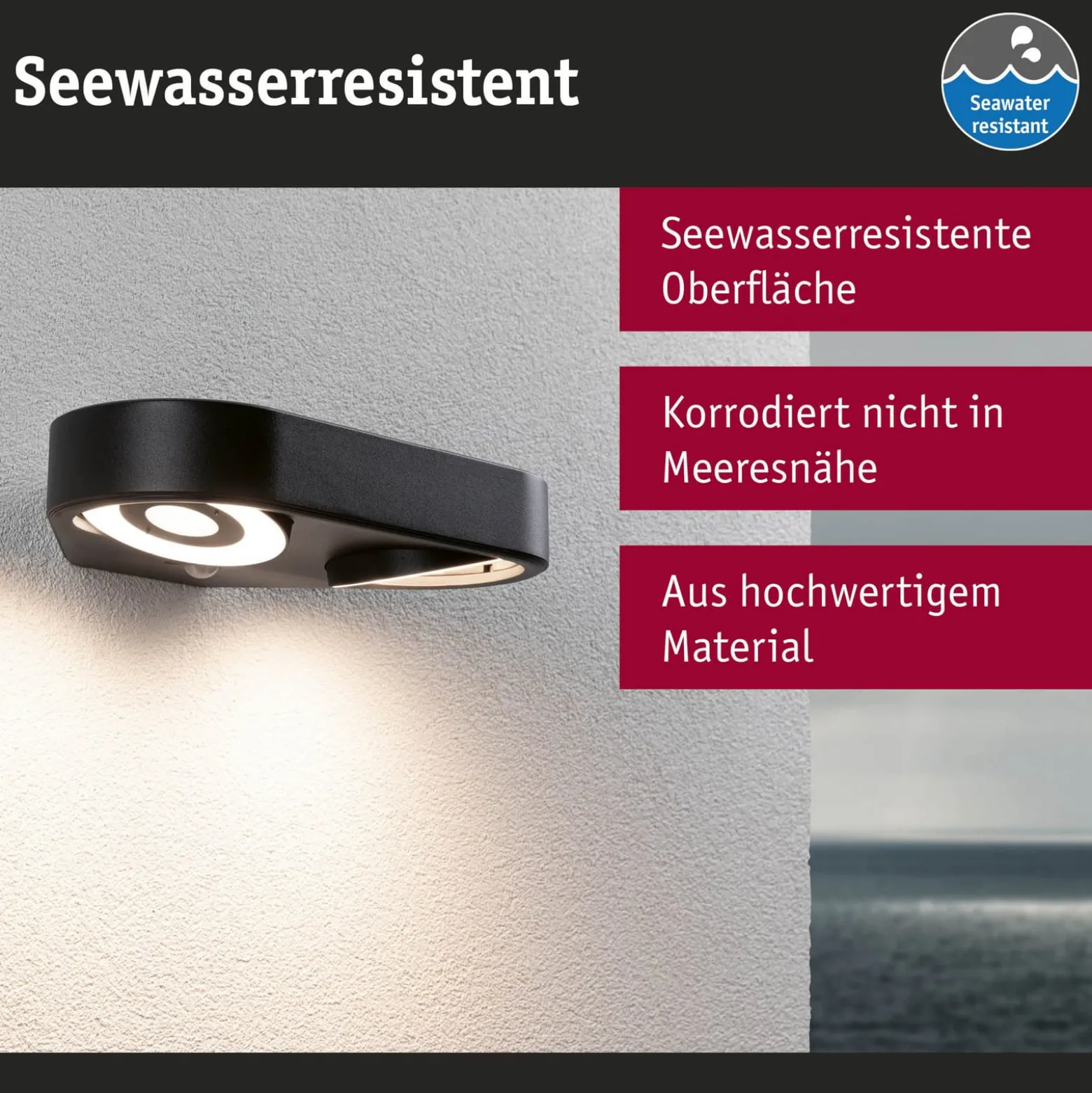 Paulmann LED-Sensor-Wandlampe Silma anthrazit 2-flammig IP44