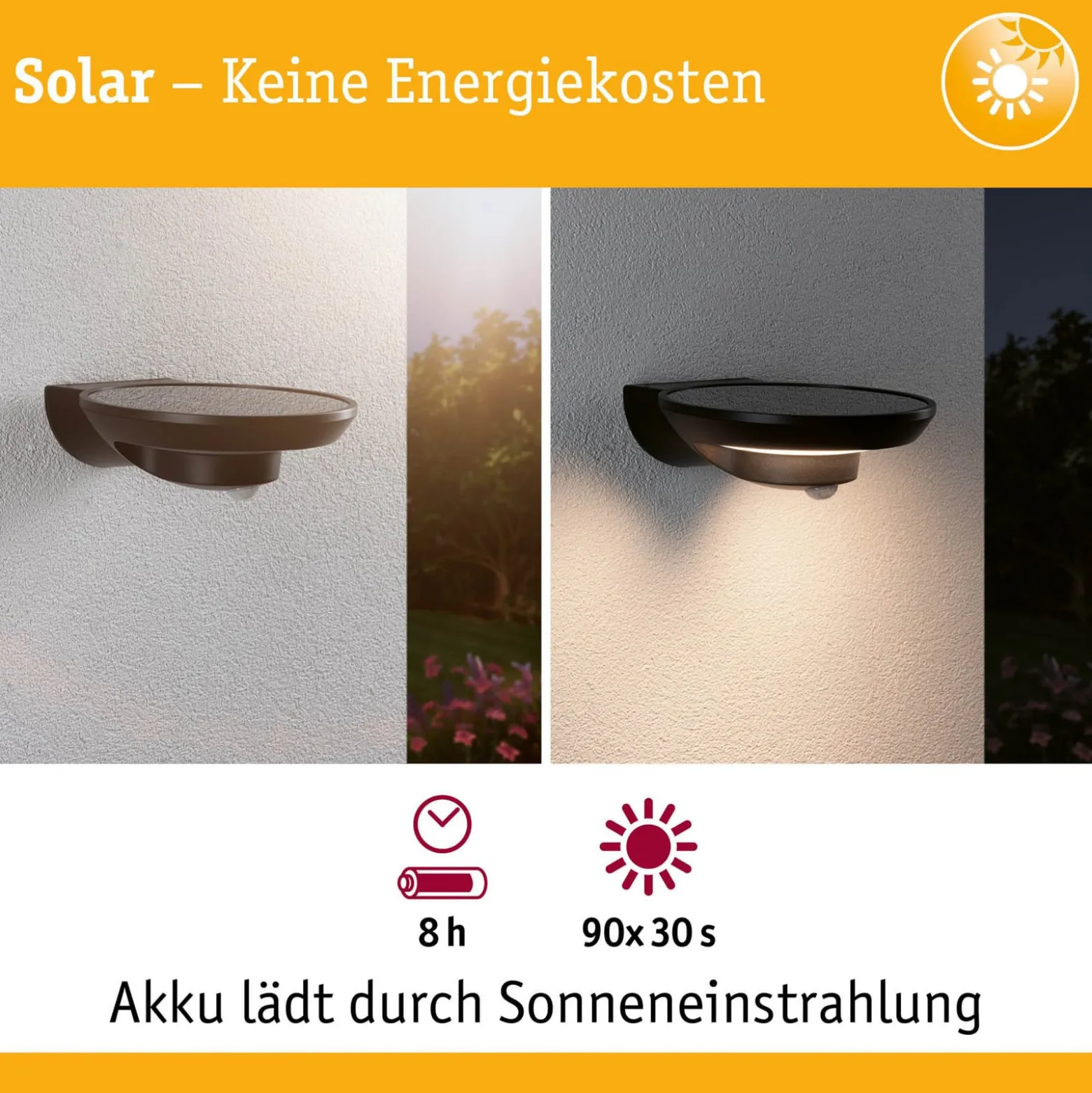 Paulmann LED-Solar-Außenwandlampe Bordola, Sensor, anthrazit