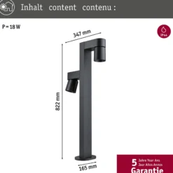 Paulmann LED-Wegeleuchte Kimu 2, anthrazit, 2-fl., 3.000 K