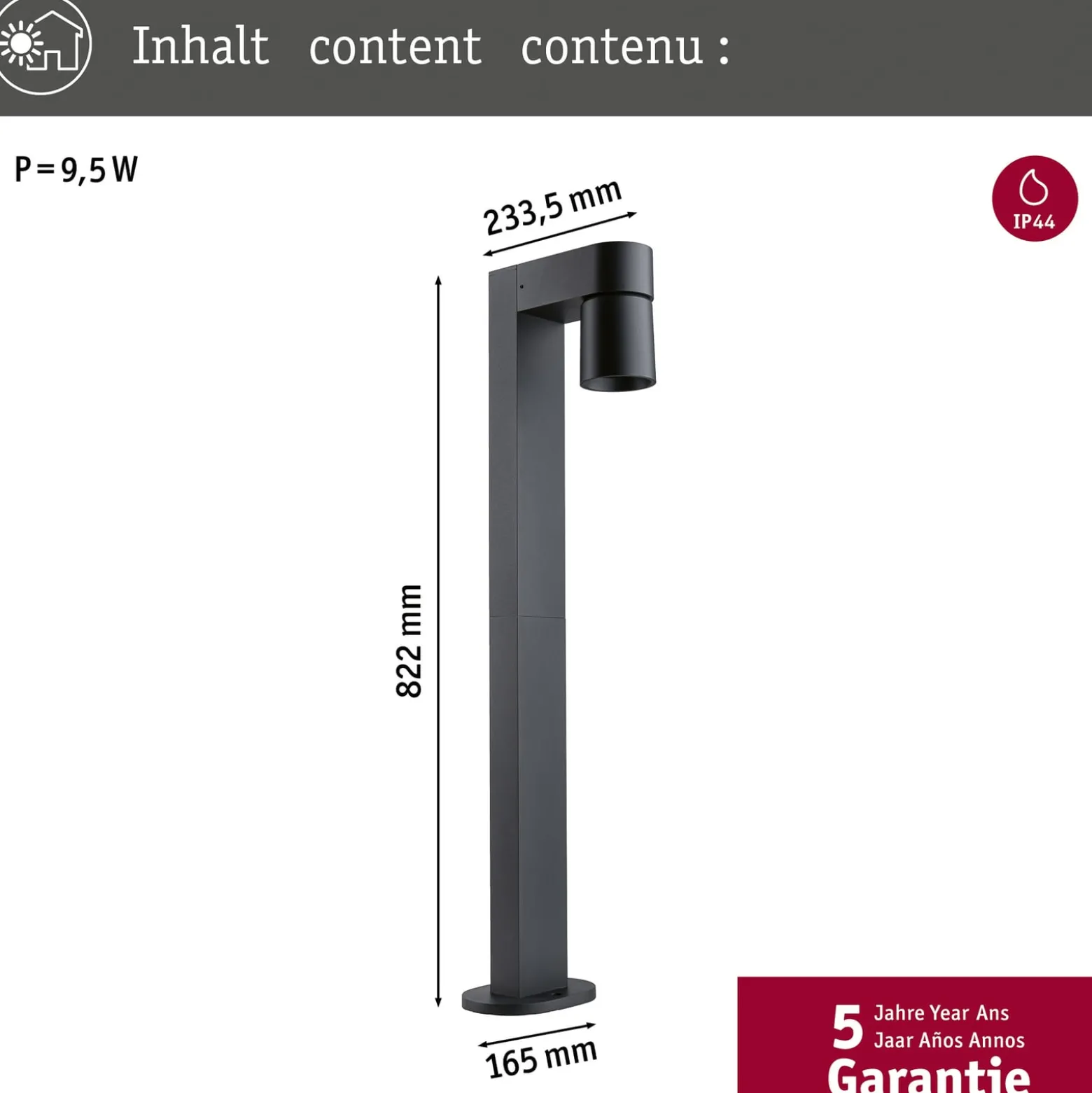 Paulmann LED-Wegeleuchte Kimu 1, anthrazit, 3.000 K