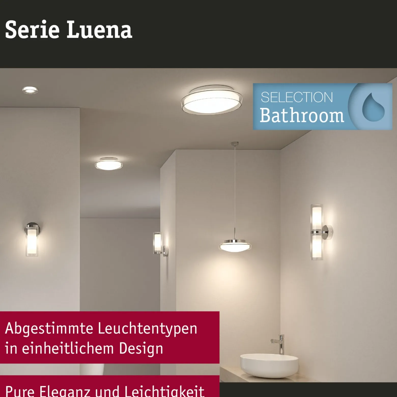 Paulmann Luena LED-Deckenlampe, IP44, chrom, Ø 35 cm
