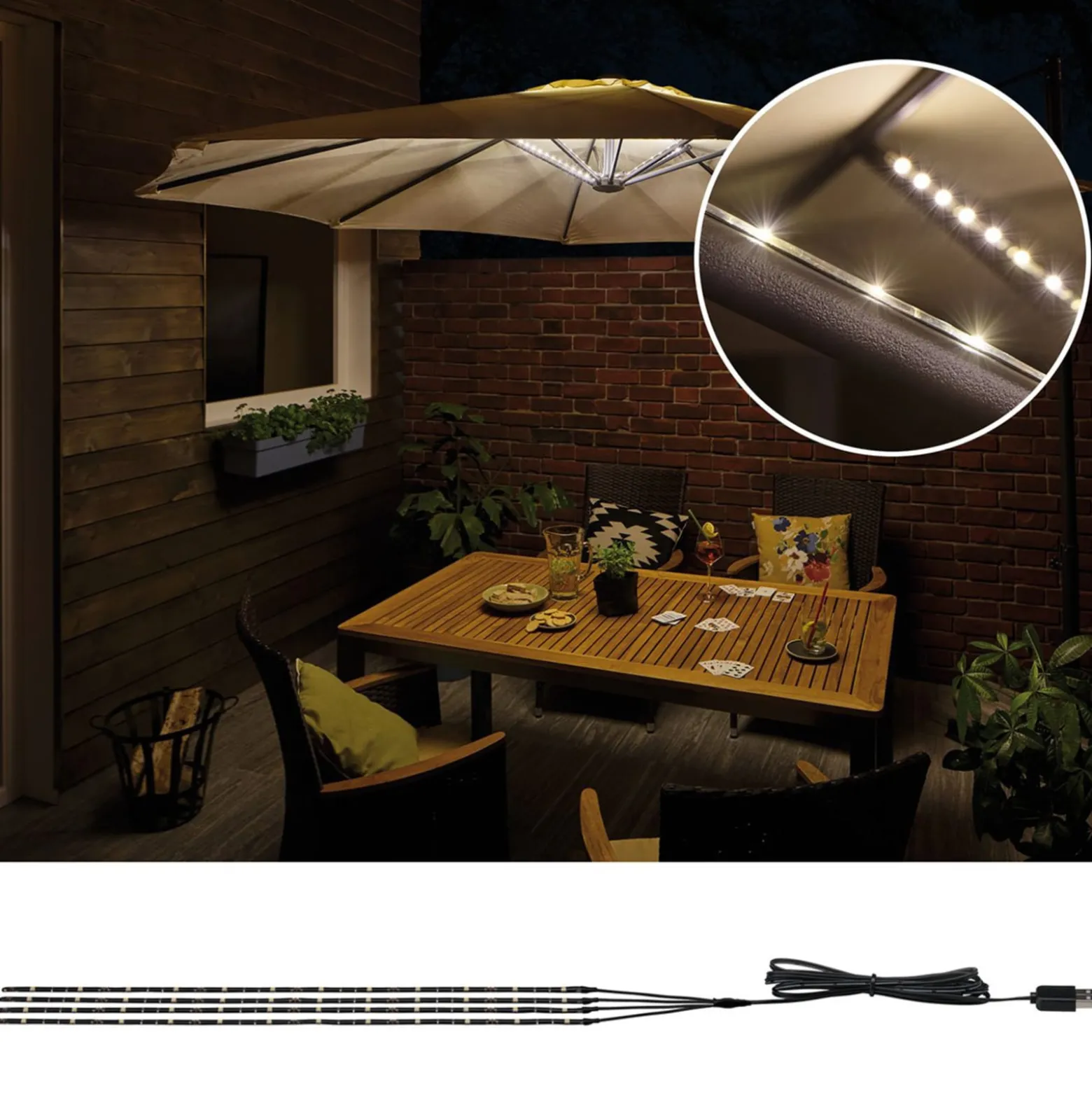 Paulmann Mobile Strip Parasol-Light 4 x 40cm