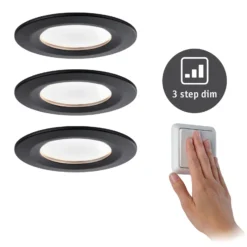 Paulmann Nova Coin 3x rund 3Stepdim starr schwarz