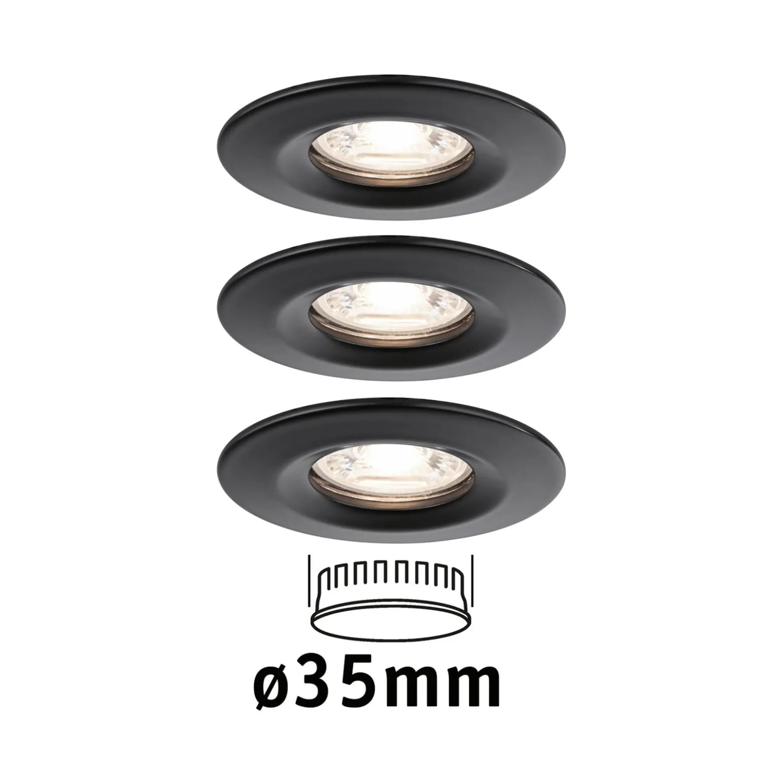 Paulmann Nova Mini Einbauspot 3er starr schwarz