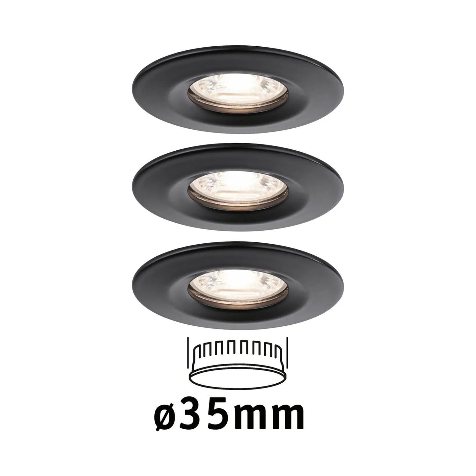 Paulmann Nova Mini Einbauspot 3er starr schwarz