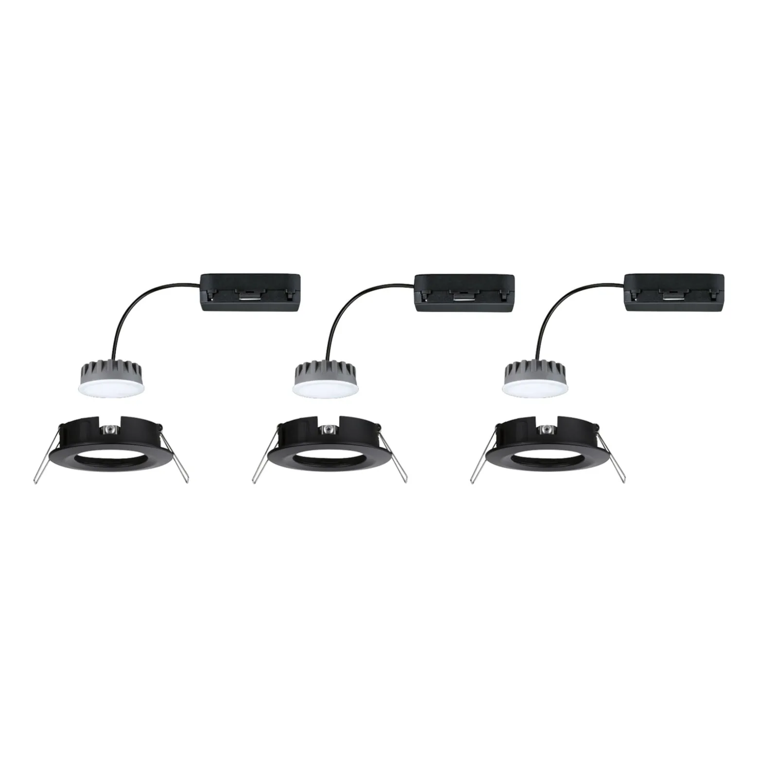 Paulmann Nova Plus Coin starr 3er schwarz IP44 2700K dimmbar