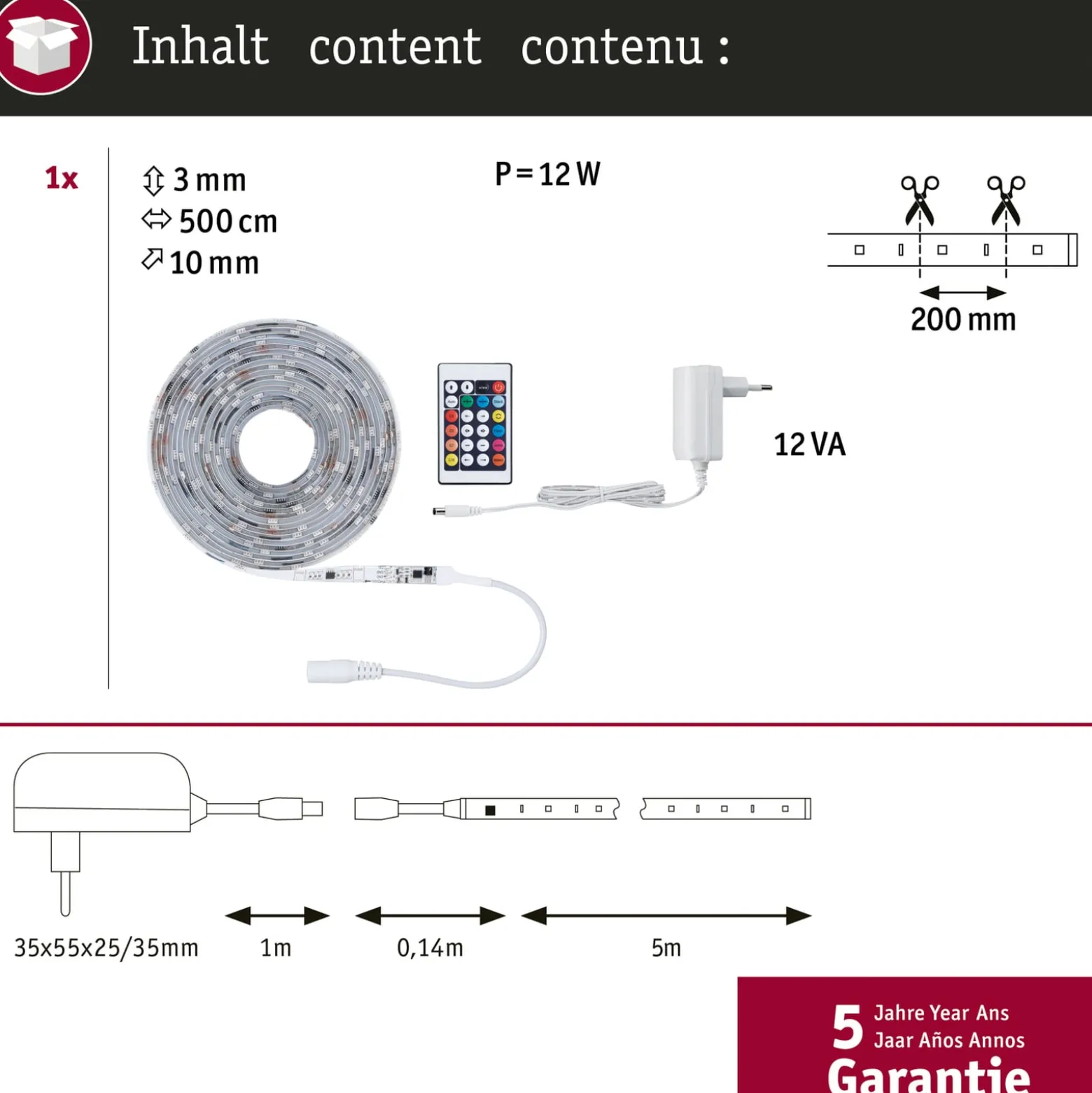 Paulmann SimpLED Motion LED-Strip Set, 5m Fernbedienung RGB