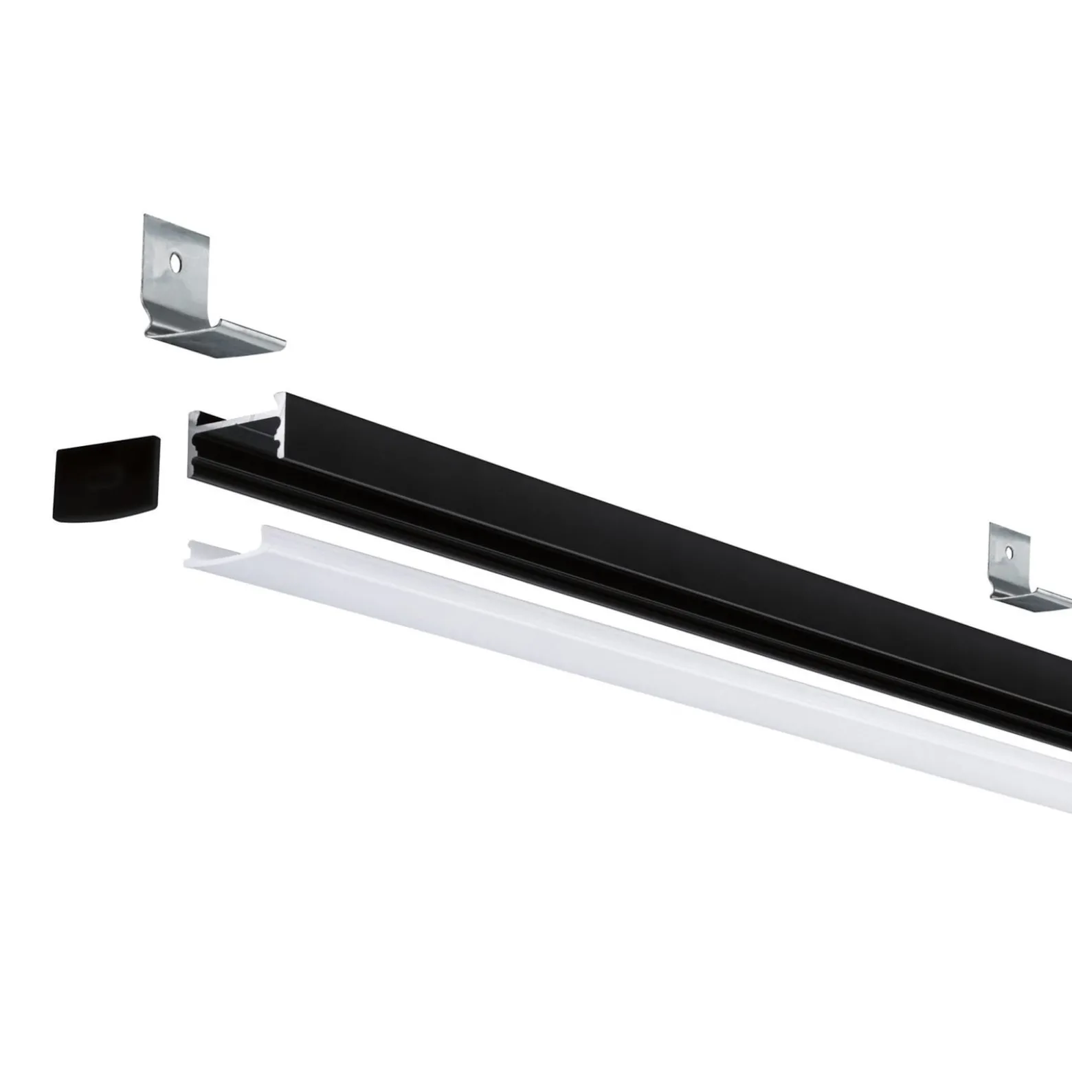 Paulmann Square Profil, schwarz, Diffusor weiß, 2m