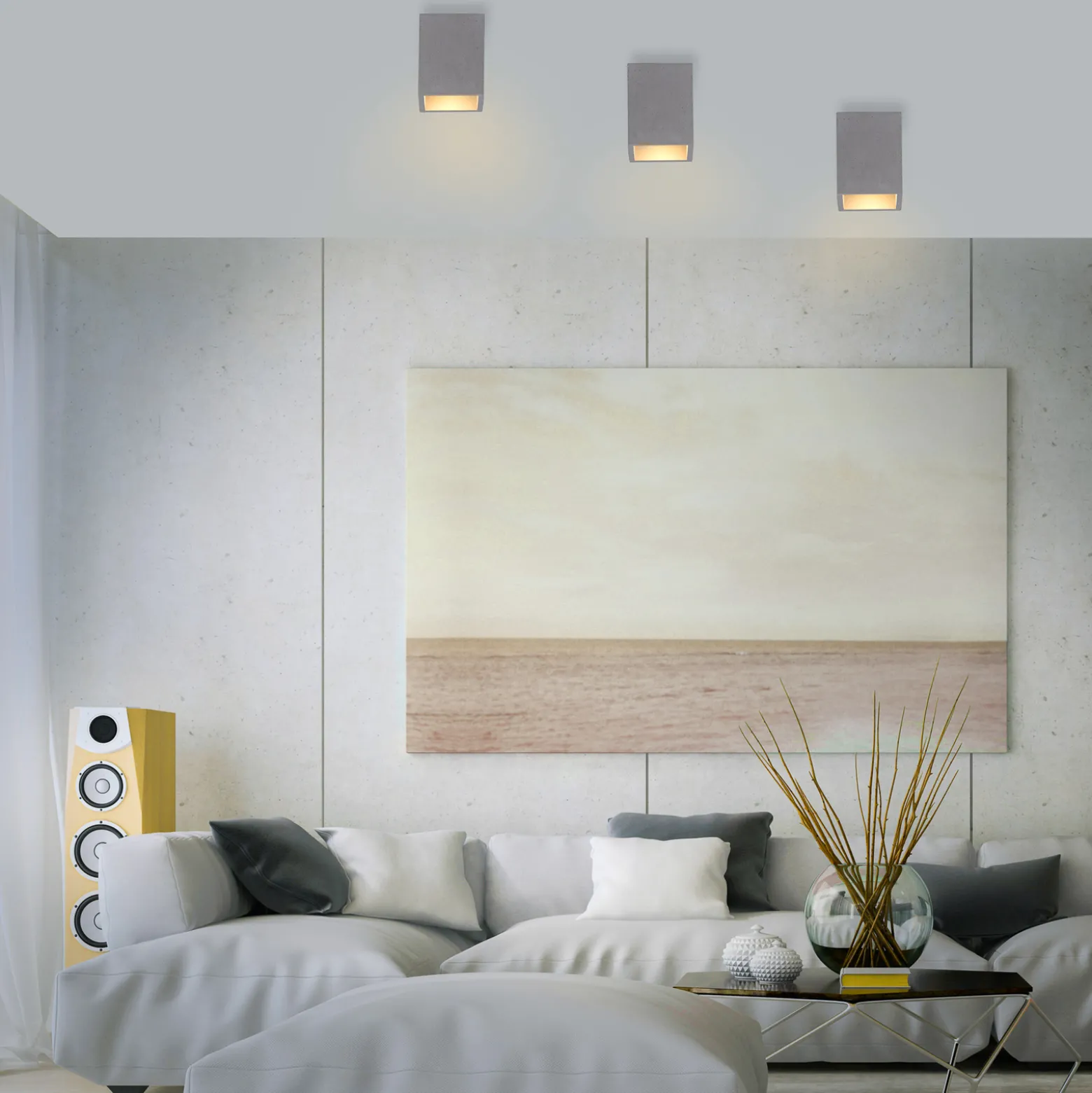 Paul Neuhaus Deckenlampe Eton, grau, Beton, 11cm x 11cm, G9