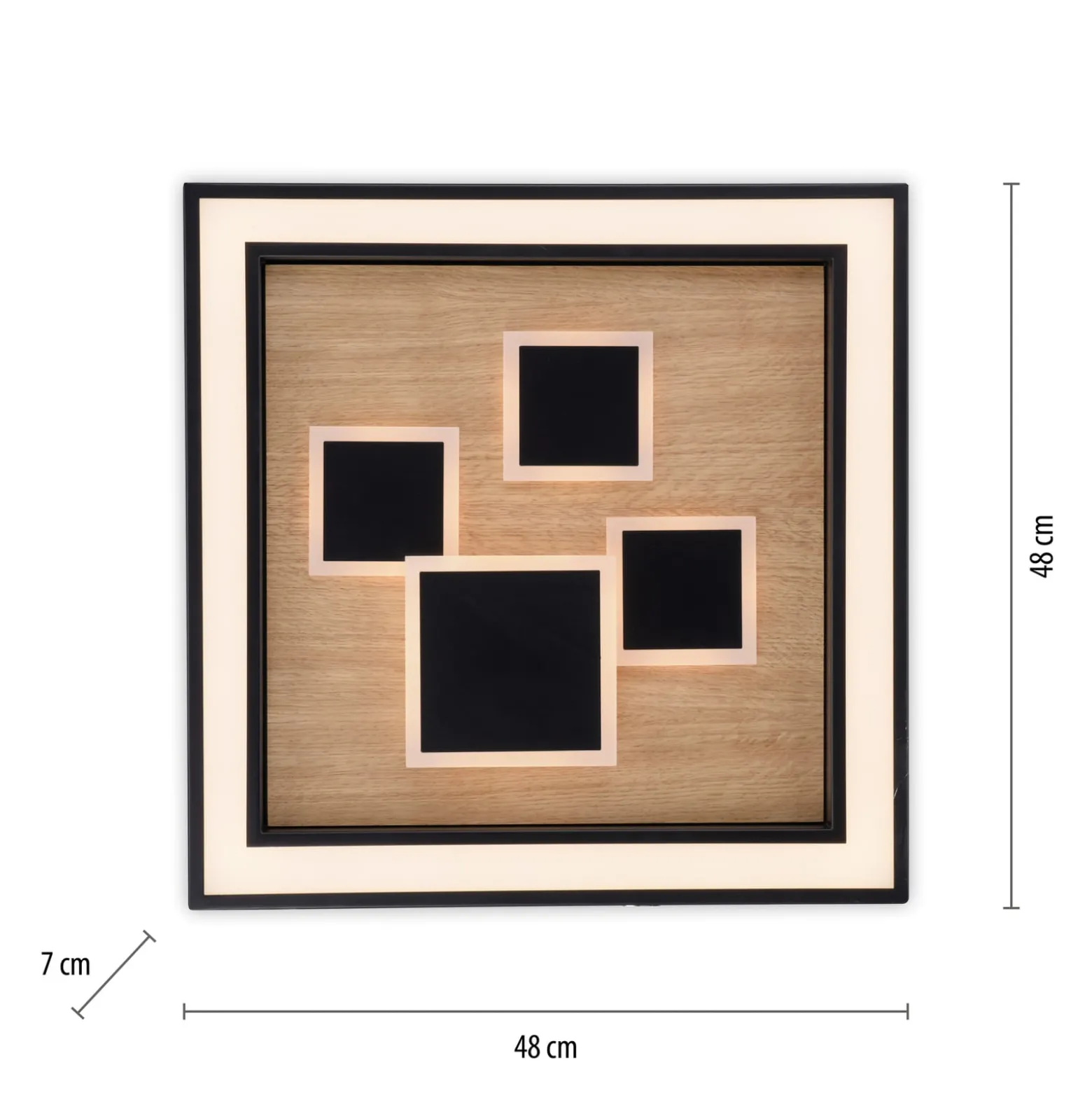 Paul Neuhaus LED-Deckenlampe Eliza, Eiche geölt, 48 x 48 cm
