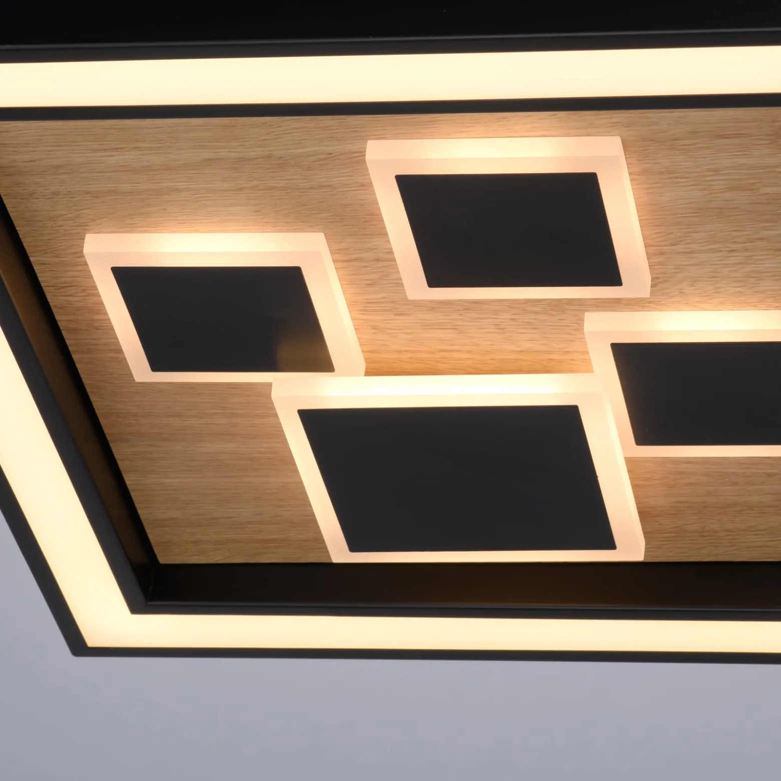 Paul Neuhaus LED-Deckenlampe Eliza, Eiche geölt, 48 x 48 cm