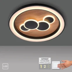 Paul Neuhaus LED-Deckenleuchte Eliza, Eiche geölt, Ø 60 cm