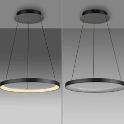 Paul Neuhaus LED-Hängelampe Hoop, schwarz, Ø 57 cm, dimmbar