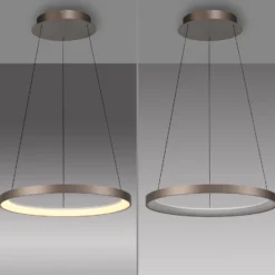 Paul Neuhaus LED-Hängelampe Hoop, braun, Ø 57 cm, dimmbar