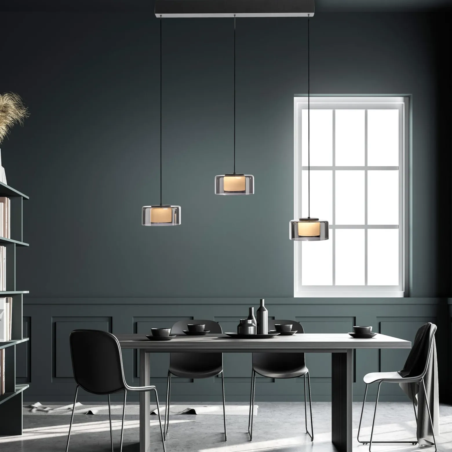 Paul Neuhaus LED-Hängelampe Rika, 71 cm, Glas, dimmbar
