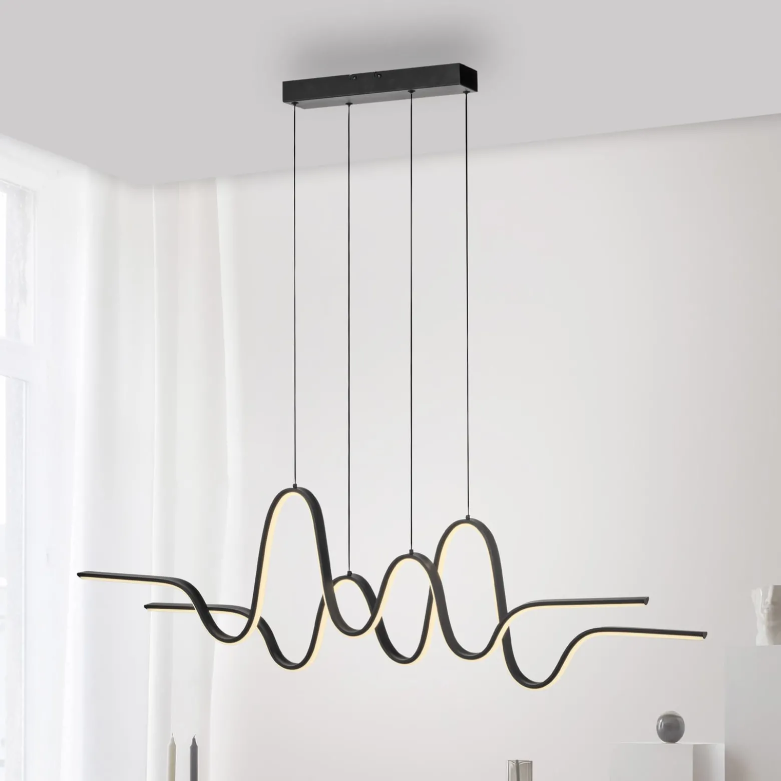 Paul Neuhaus LED-Pendellampe Altitude, schwarz, Länge 125 cm