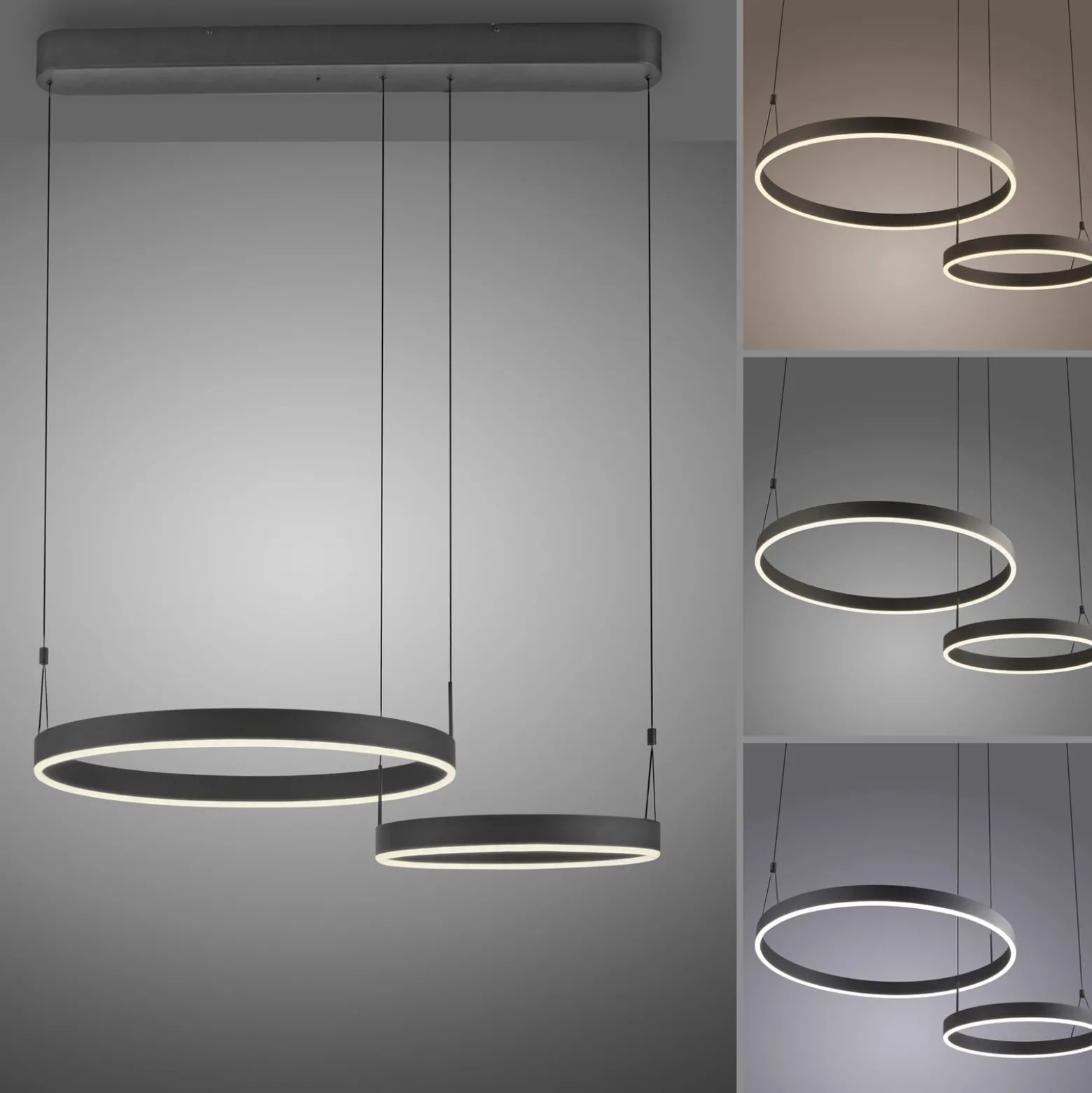 Paul Neuhaus LED-Pendellampe Esko, schwarz, Länge 90 cm