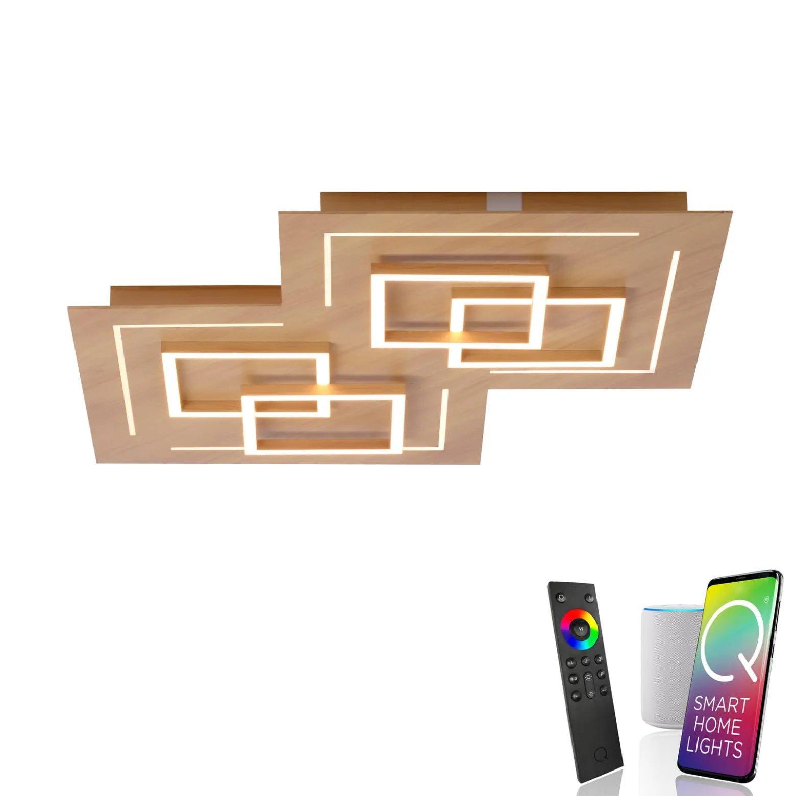 Paul Neuhaus Q-LINEA LED-Decke Holzdekor 60cm