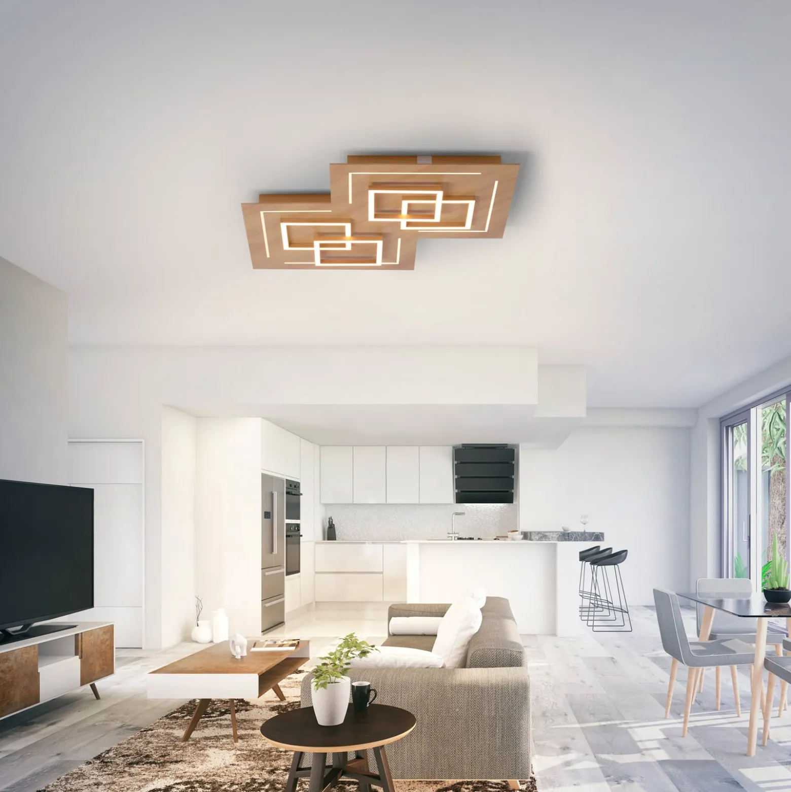 Paul Neuhaus Q-LINEA LED-Decke Holzdekor 60cm