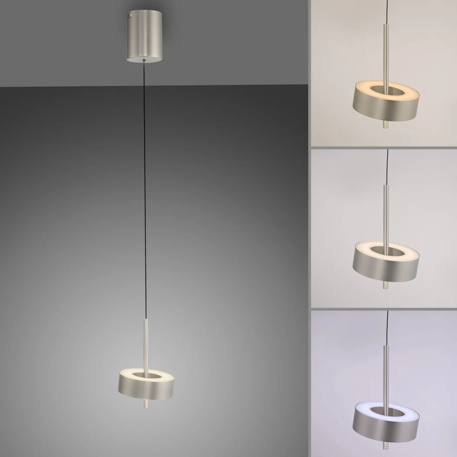 Paul Neuhaus Smart-LED-Hängelampe Q-Rotate aluminium Ø 14 cm