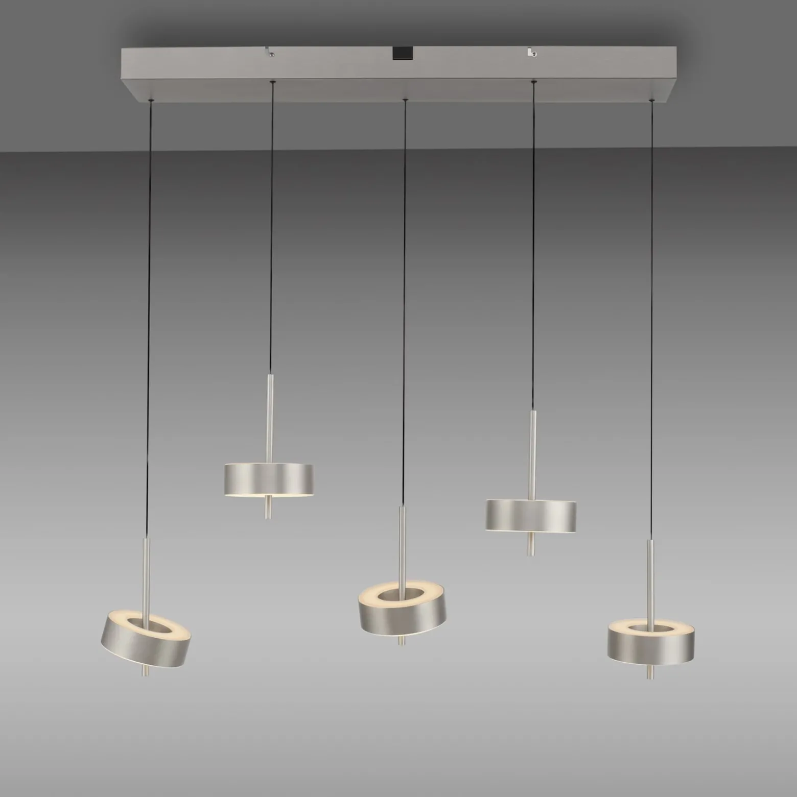 Paul Neuhaus Smart-LED-Hängelampe Q-Rotate, aluminium 5-flg.