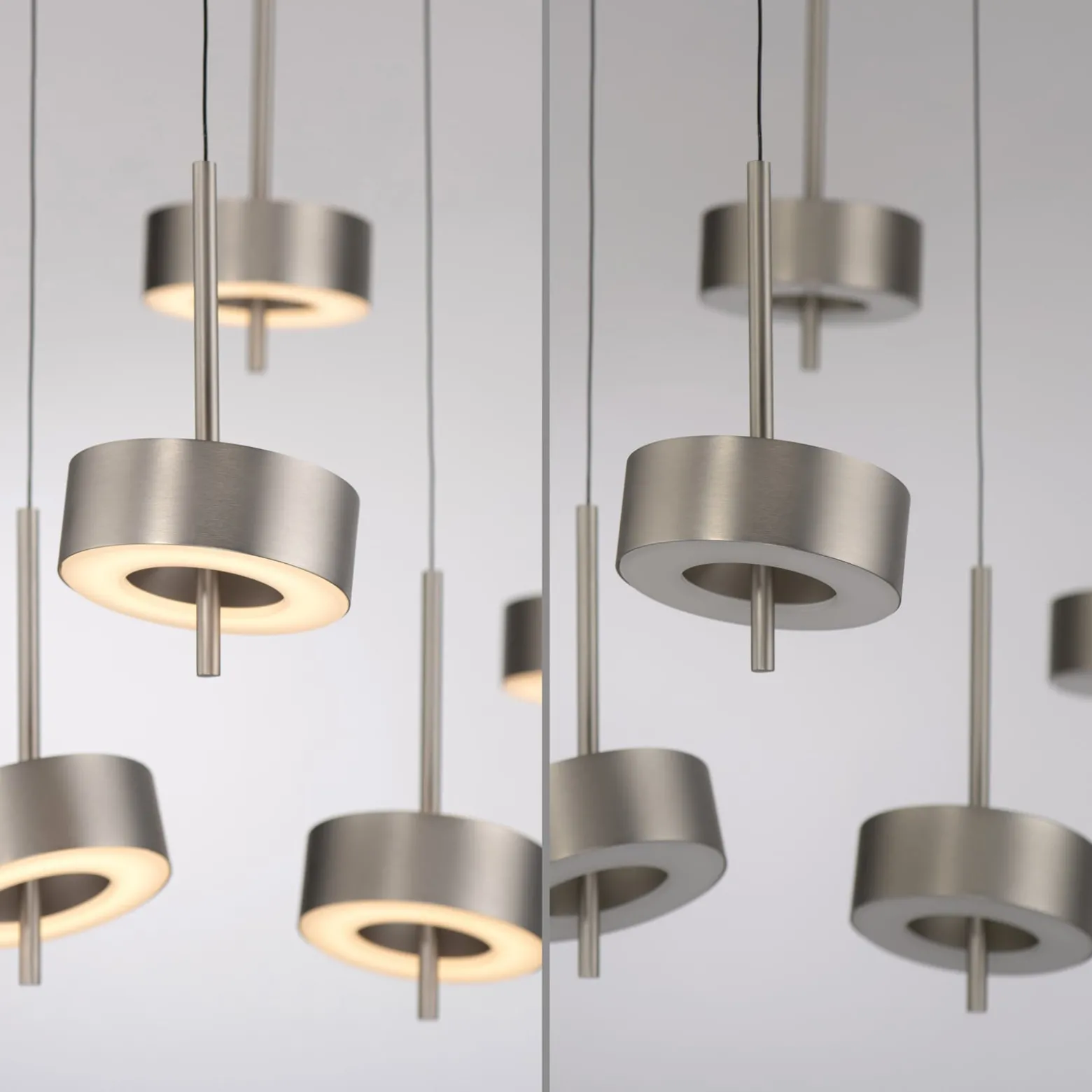 Paul Neuhaus Smart-LED-Hängelampe Q-Rotate, aluminium 5-flg.