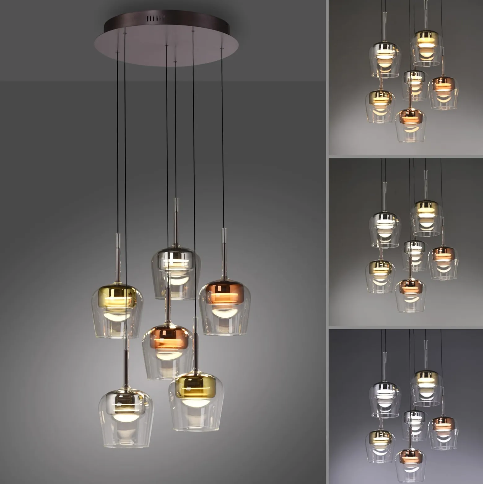 Paul Neuhaus Smart-LED-Hängelampe Q-Kon multicolor 6-flammig