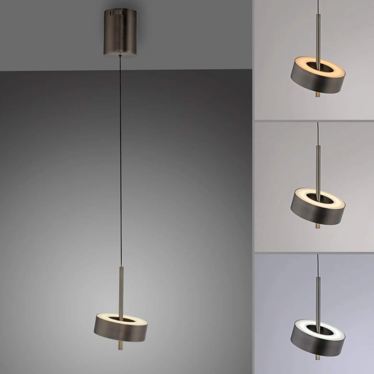 Paul Neuhaus Smart-LED-Hängelampe Q-Rotate dunkelbraun Ø14cm