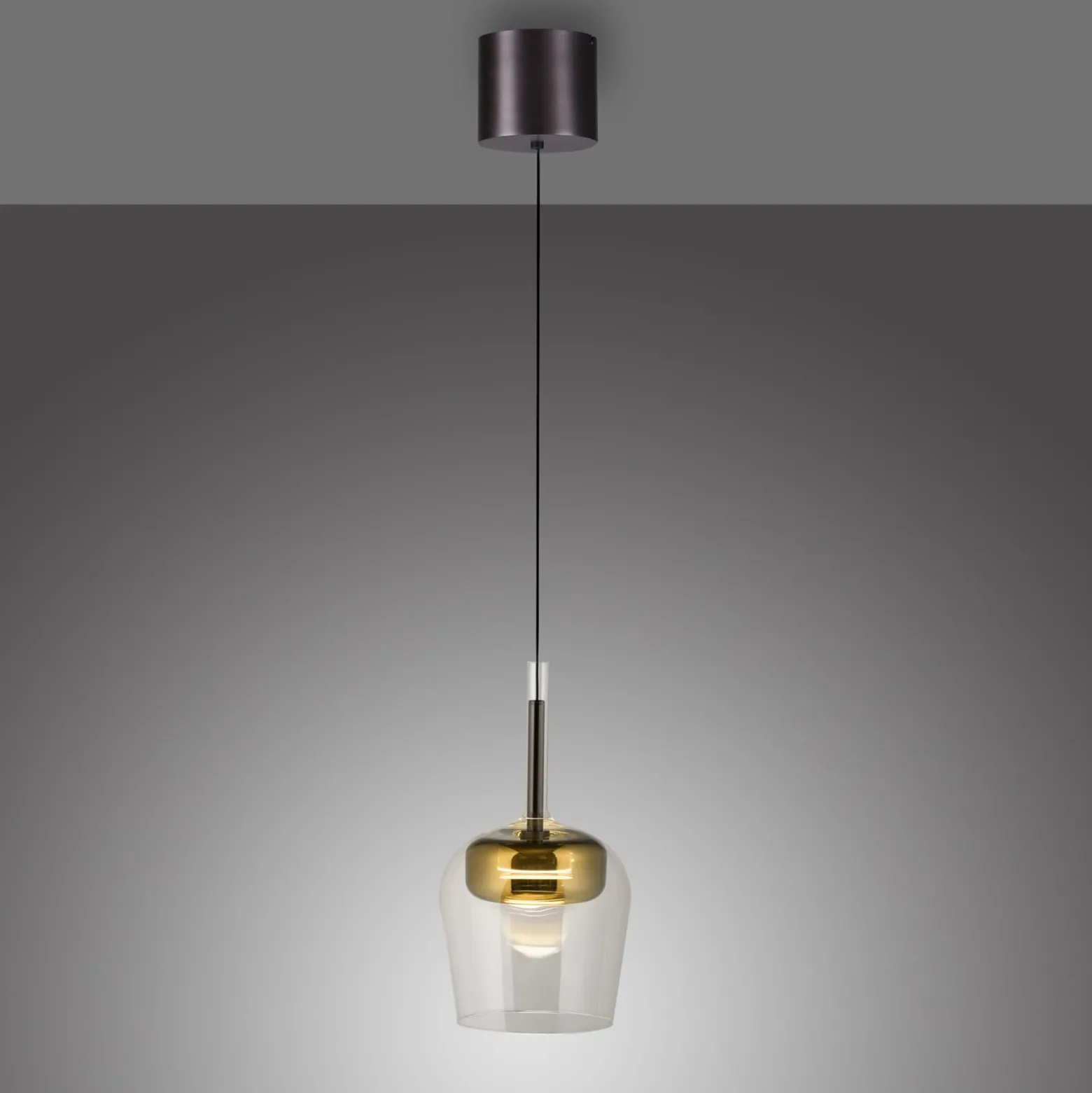 Paul Neuhaus Smart-LED-Hängeleuchte Q-Kon goldfarben Ø 21 cm