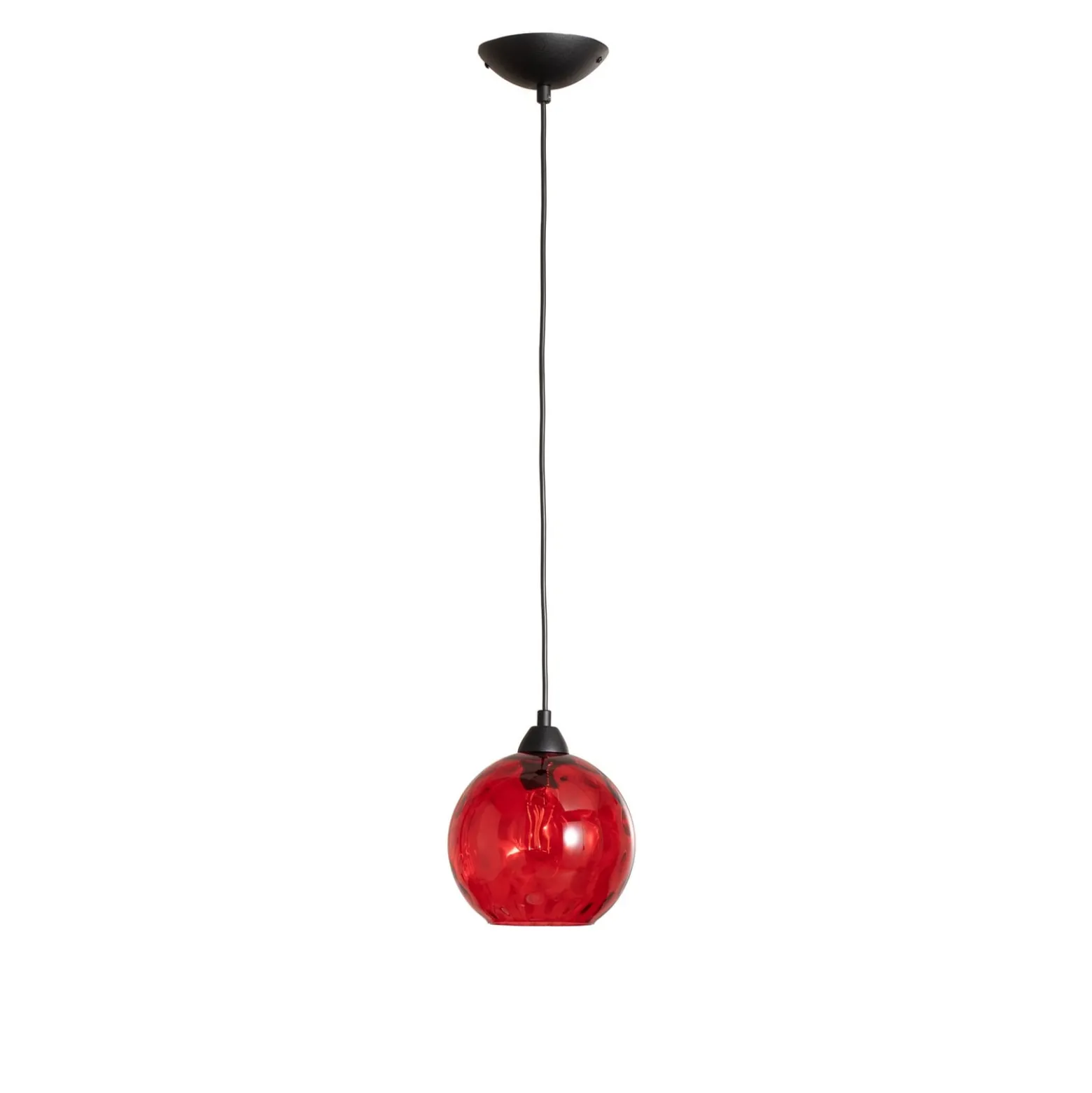 Pendelleuchte Benek, rot, Glas, Ø 20 cm, E27
